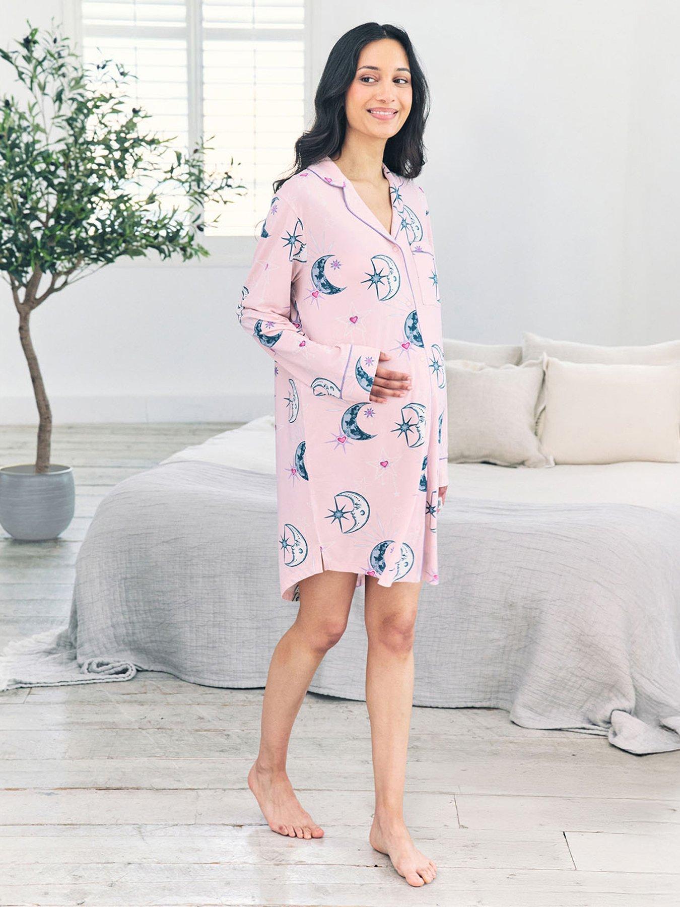 CHELSEA PEERS Maternity Night Shirt With Star And Moon Print In Polyester