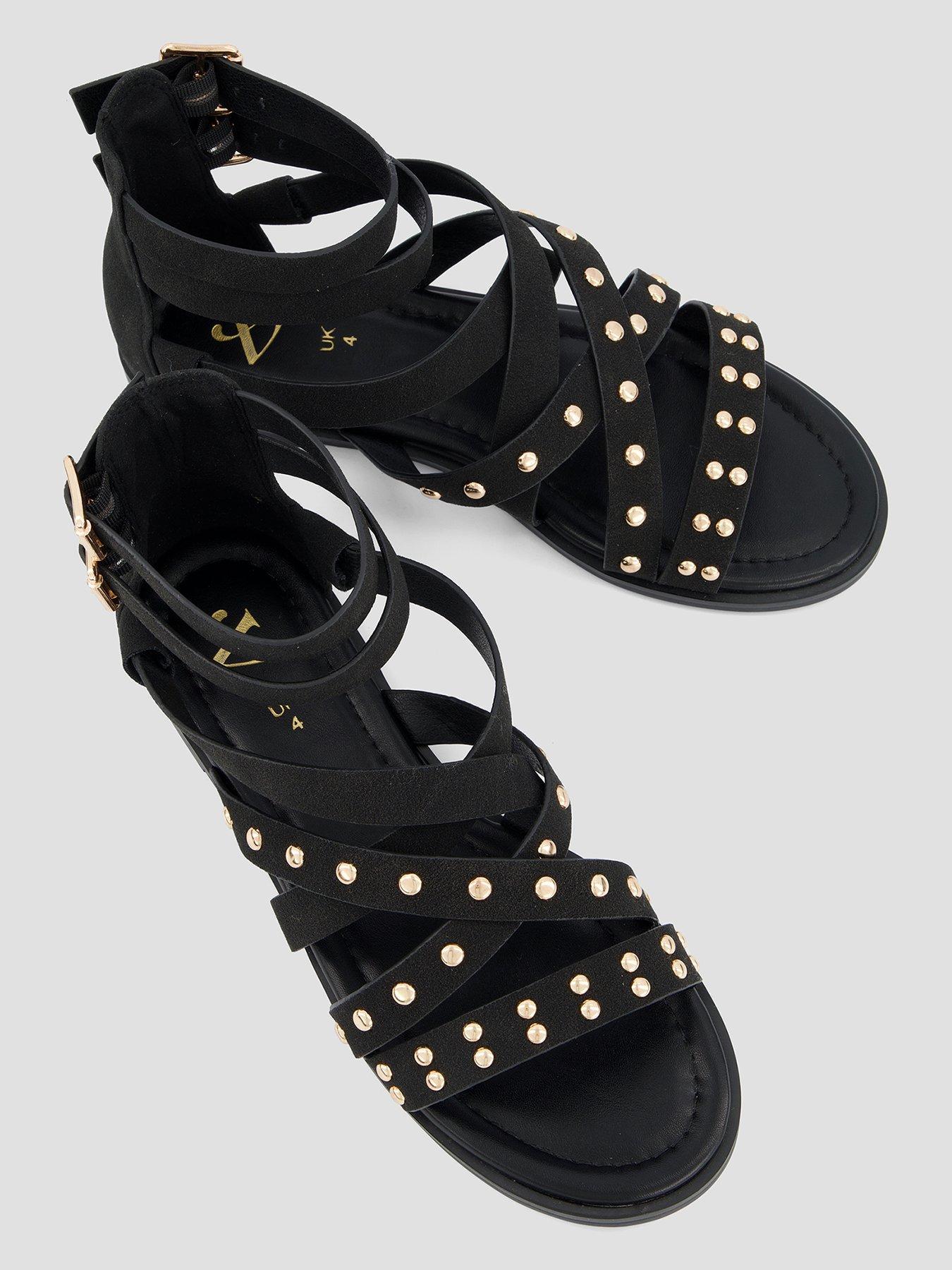 Image 3 of 7 of The Very Collection Wide Fit Studded Gladiator Sandal