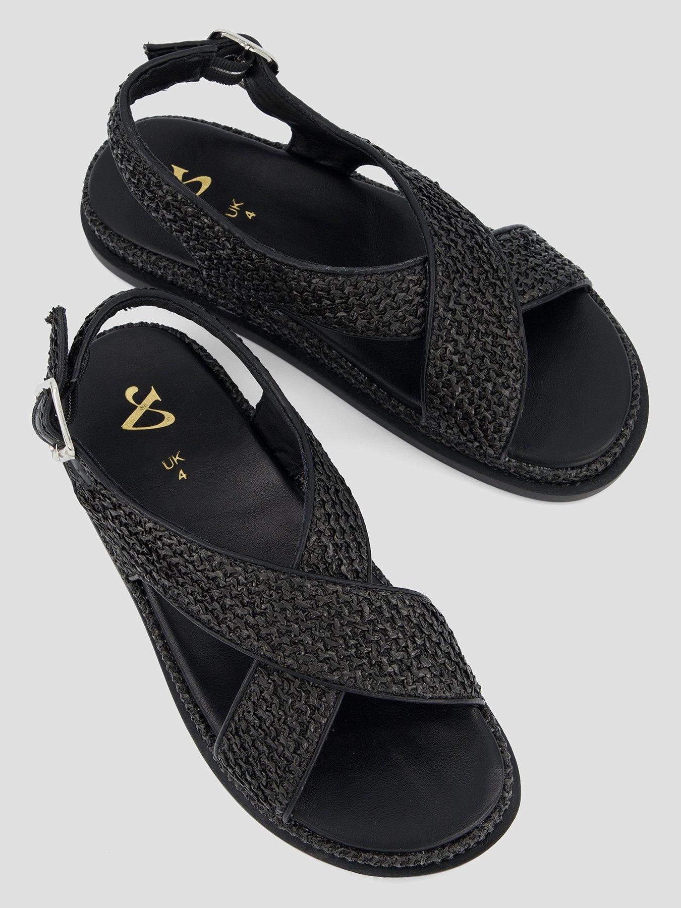 Image 3 of 7 of The Very Collection Extra Wide Raffia Footbed Sandal - Black