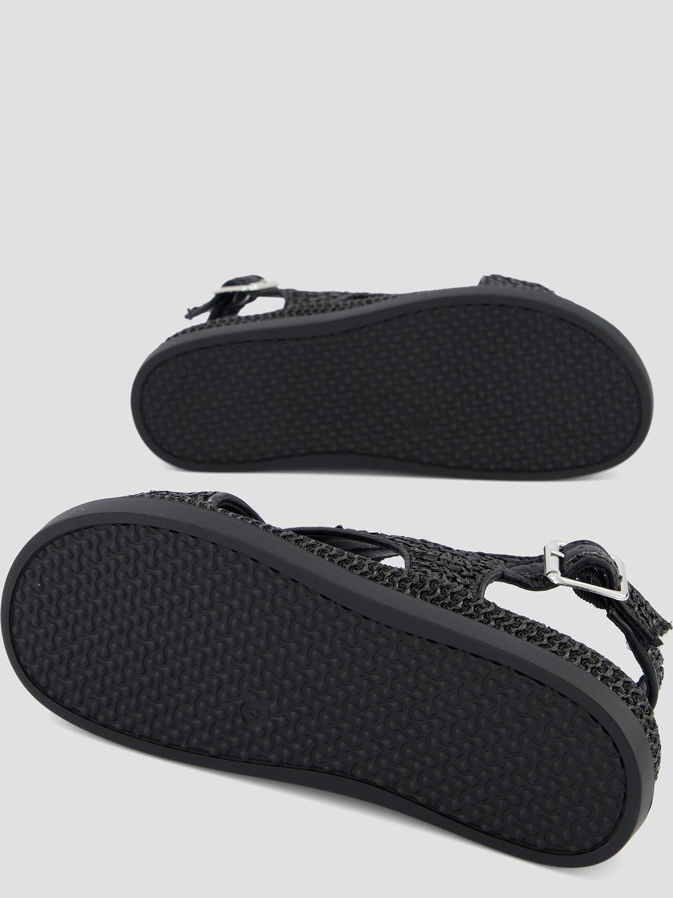 Image 4 of 7 of The Very Collection Extra Wide Raffia Footbed Sandal - Black