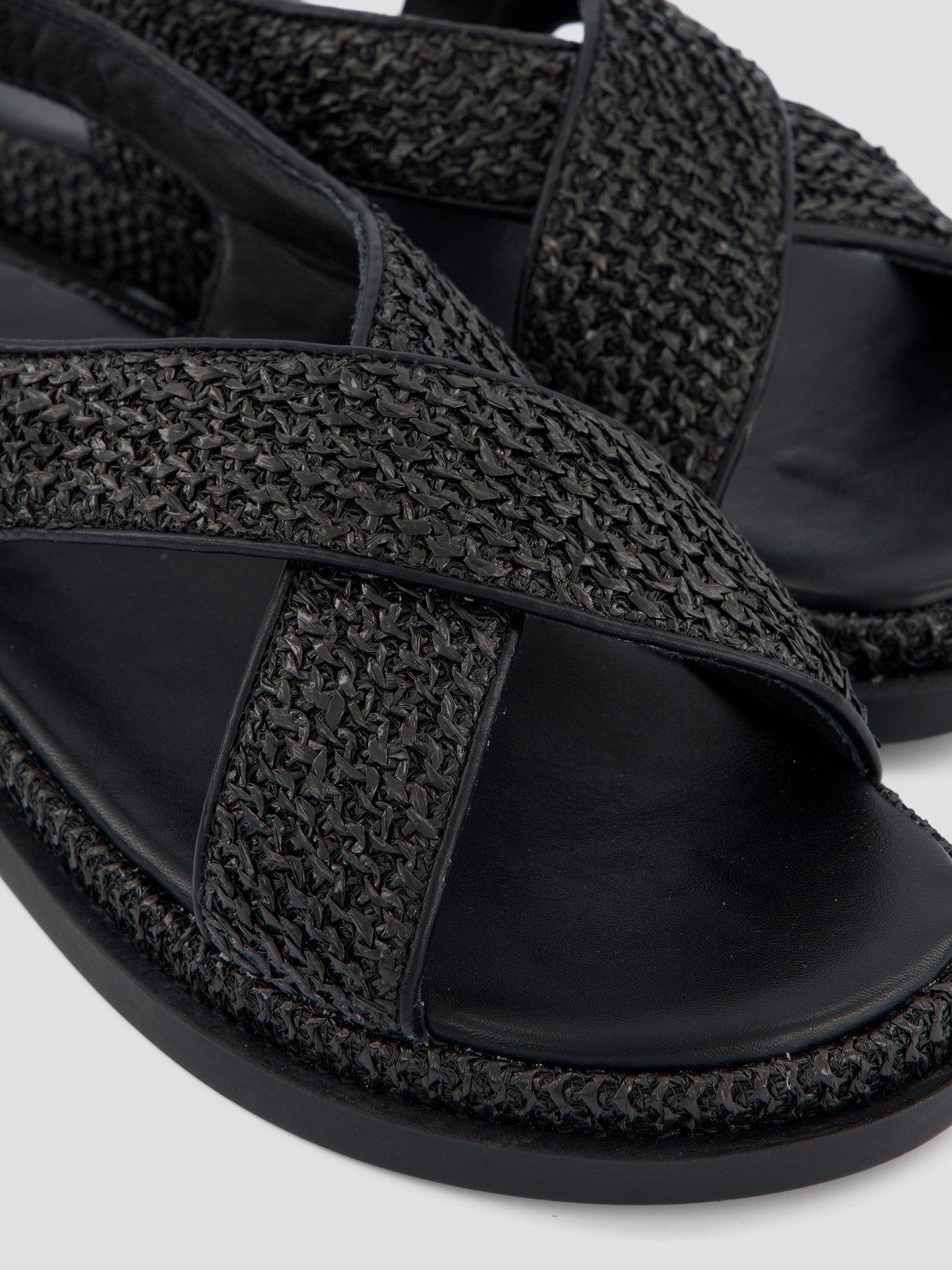 Image 5 of 7 of The Very Collection Extra Wide Raffia Footbed Sandal - Black