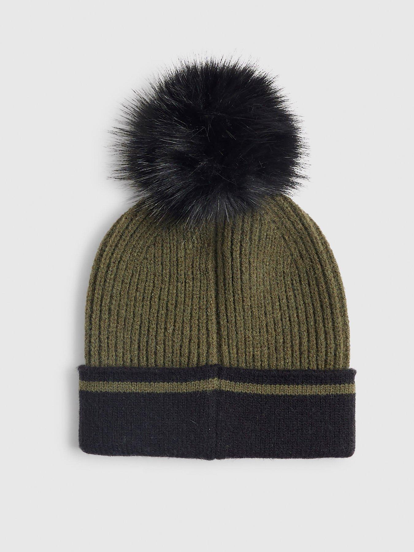 Image 2 of 4 of River Island Older Boys Colour Block Pom Beanie - Khaki