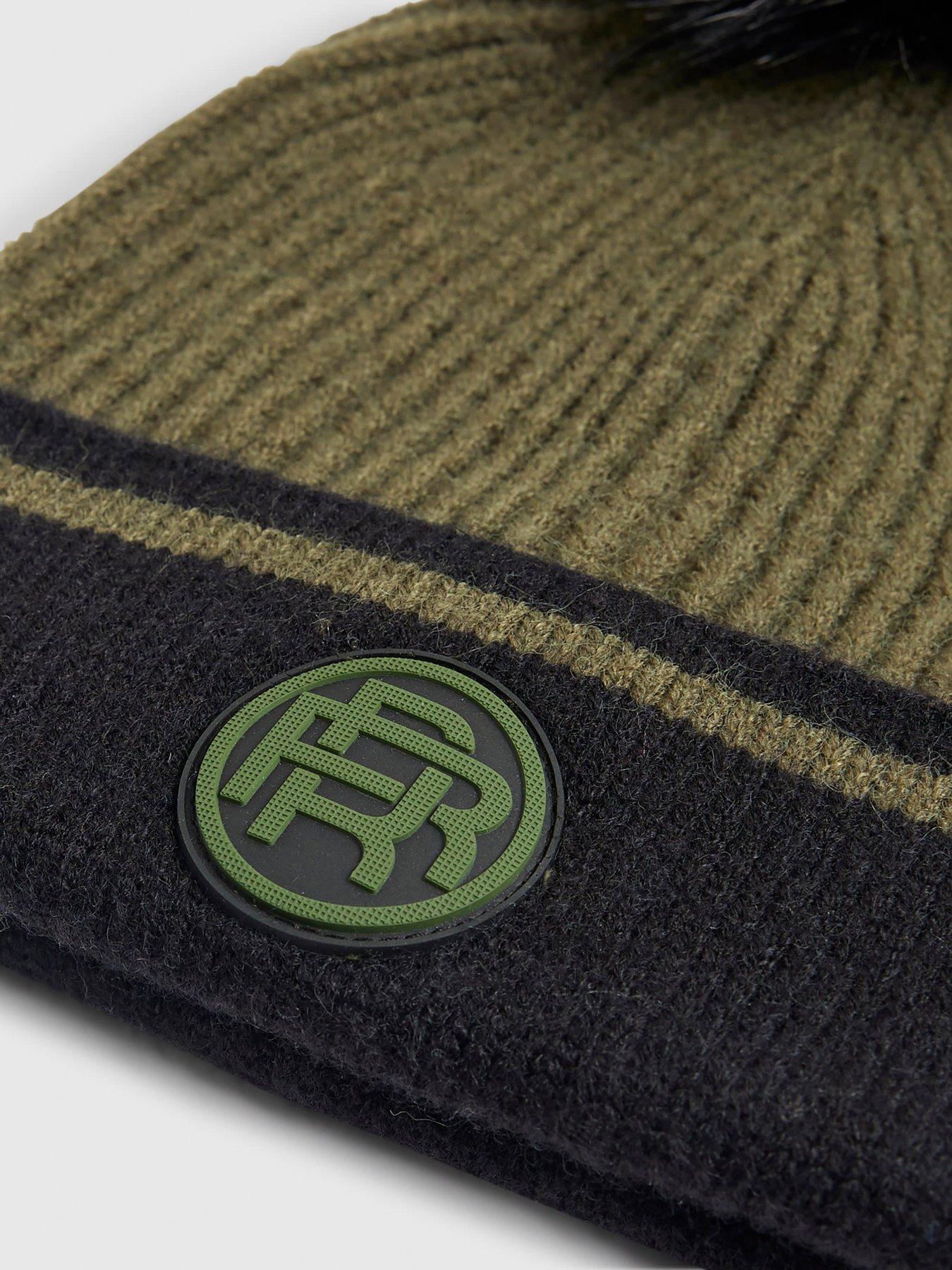 Image 3 of 4 of River Island Older Boys Colour Block Pom Beanie - Khaki