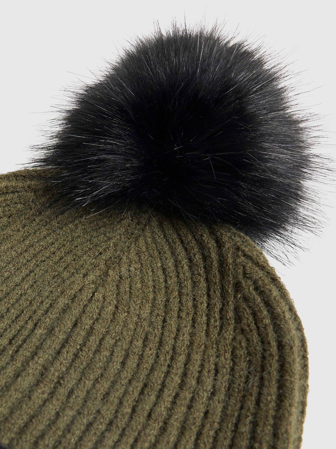 Image 4 of 4 of River Island Older Boys Colour Block Pom Beanie - Khaki