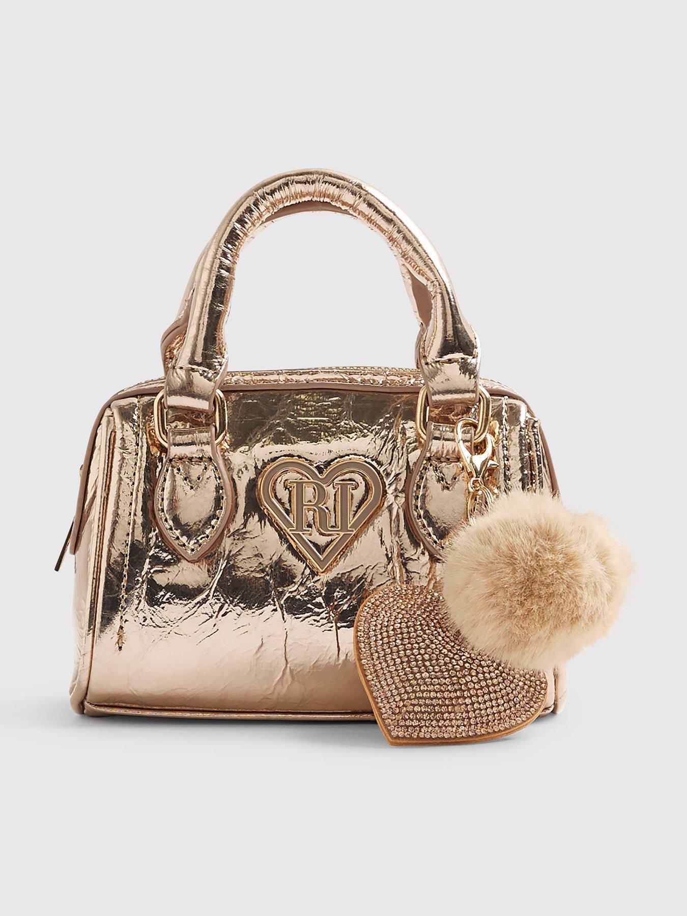 River Island Older Girls Mini Bowler Bag And Card Holder - Gold