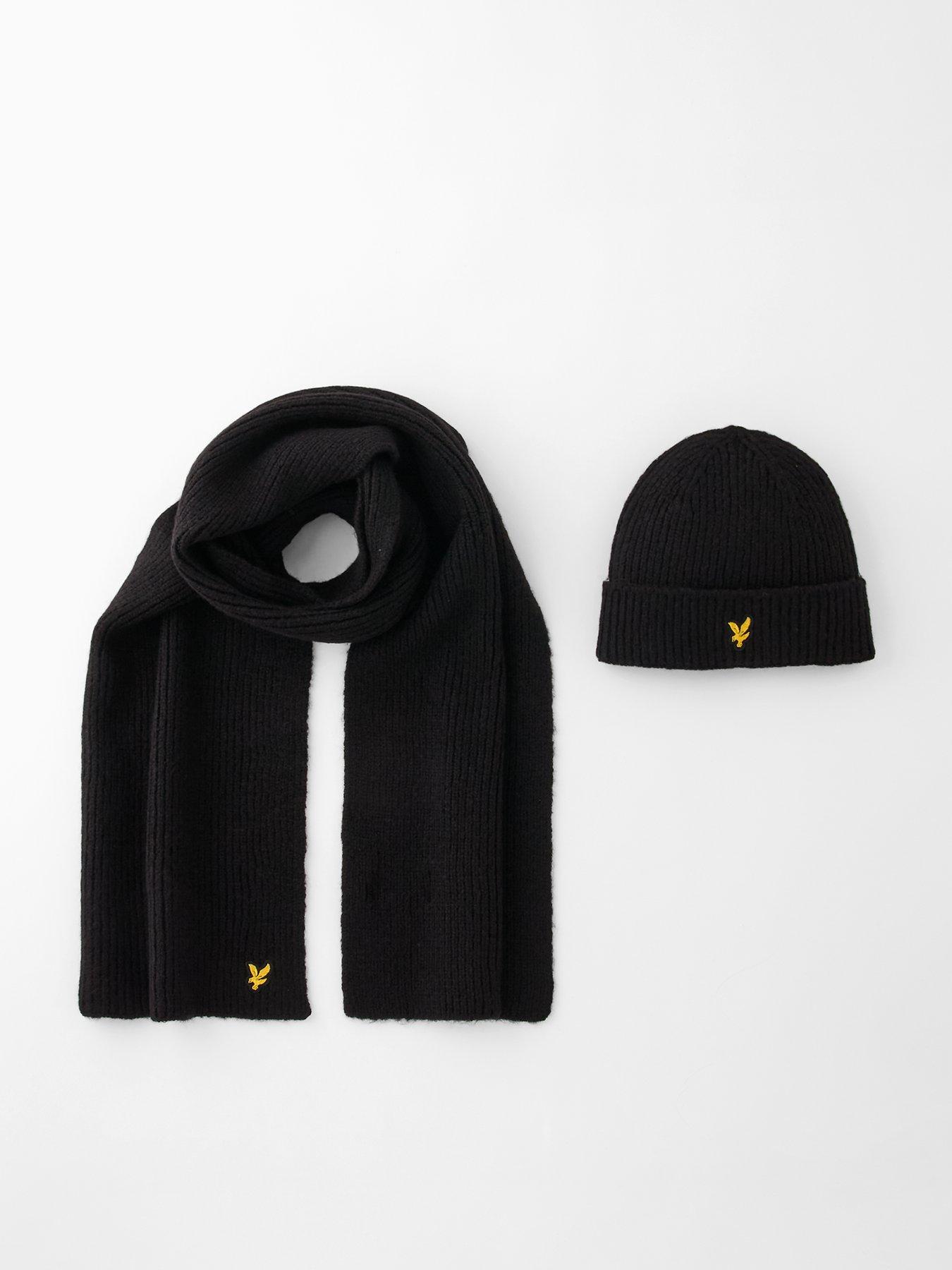 Lyle & Scott Brushed Scarf And Beanie Set - Black
