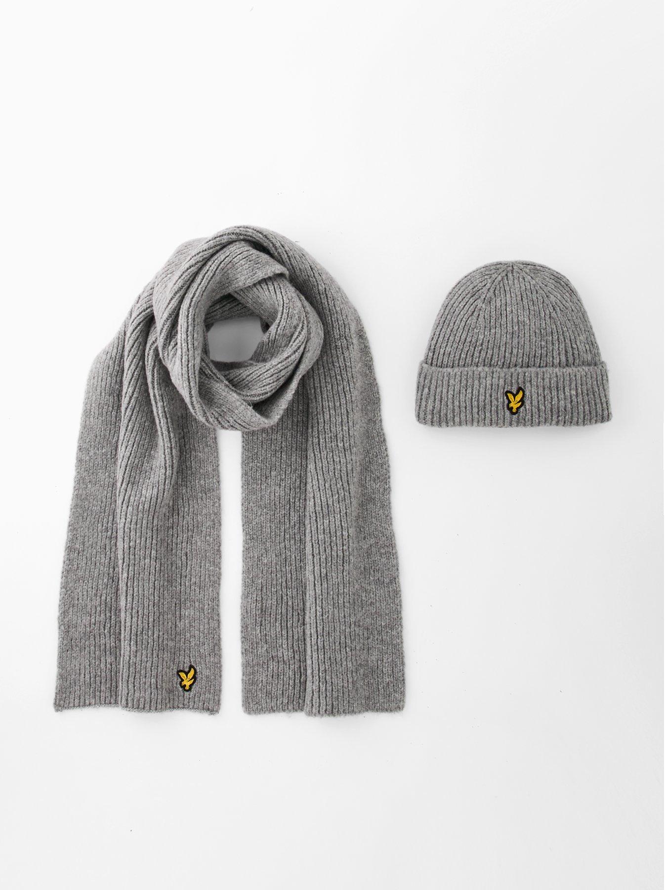 Lyle & Scott Brushed Scarf And Beanie Set - Grey