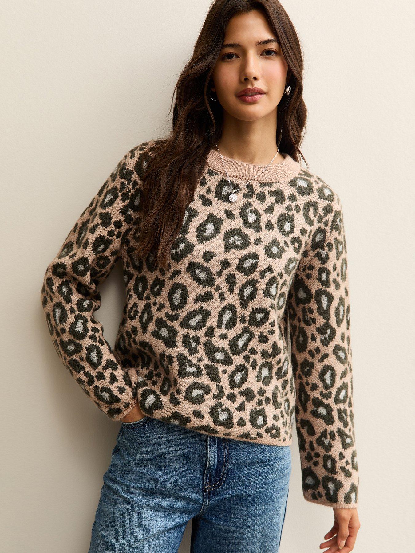 New Look Pink Leopard Crew Neck Jumper