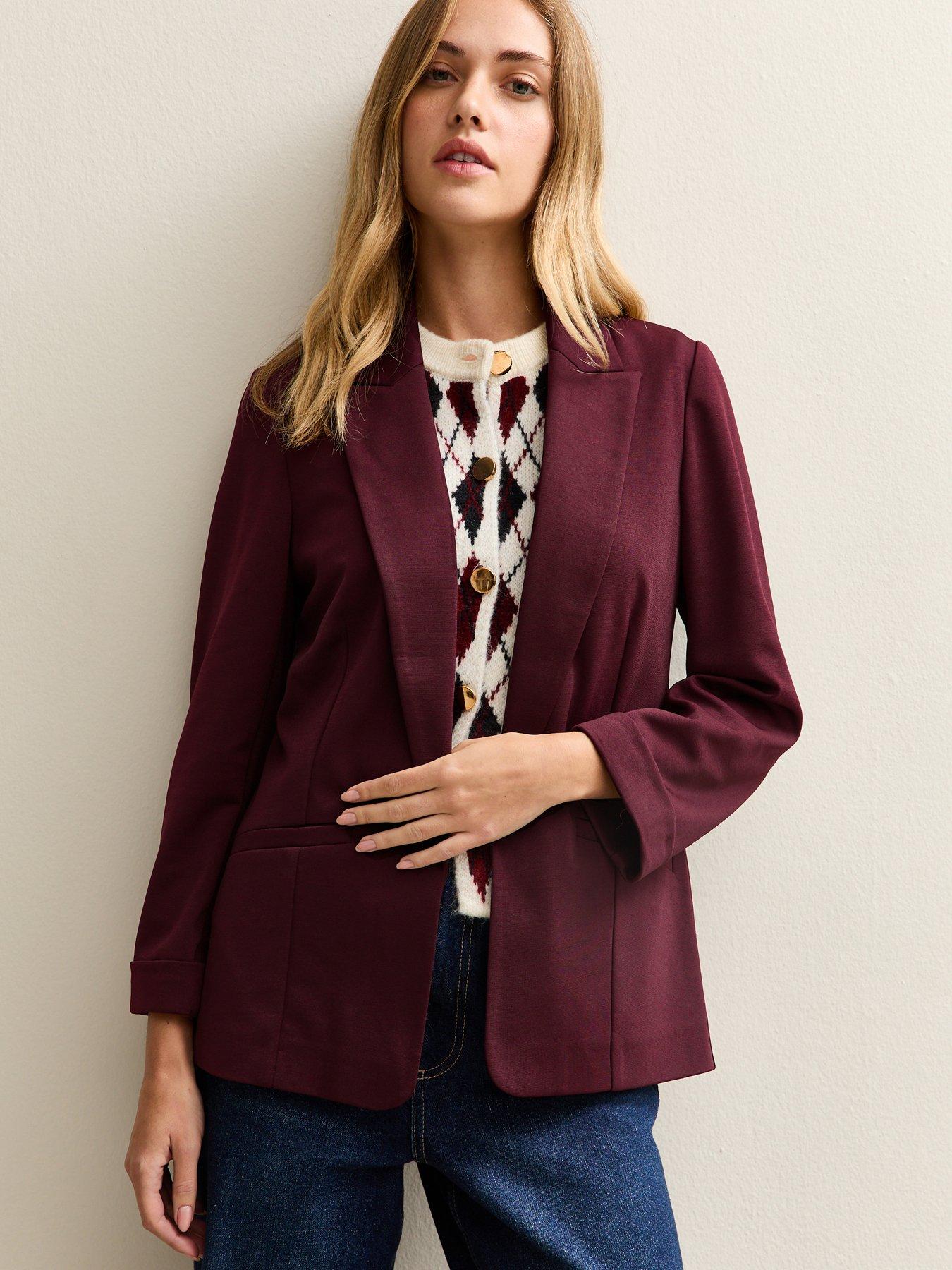 New Look: Burgundy Ponte Jersey Blazer
