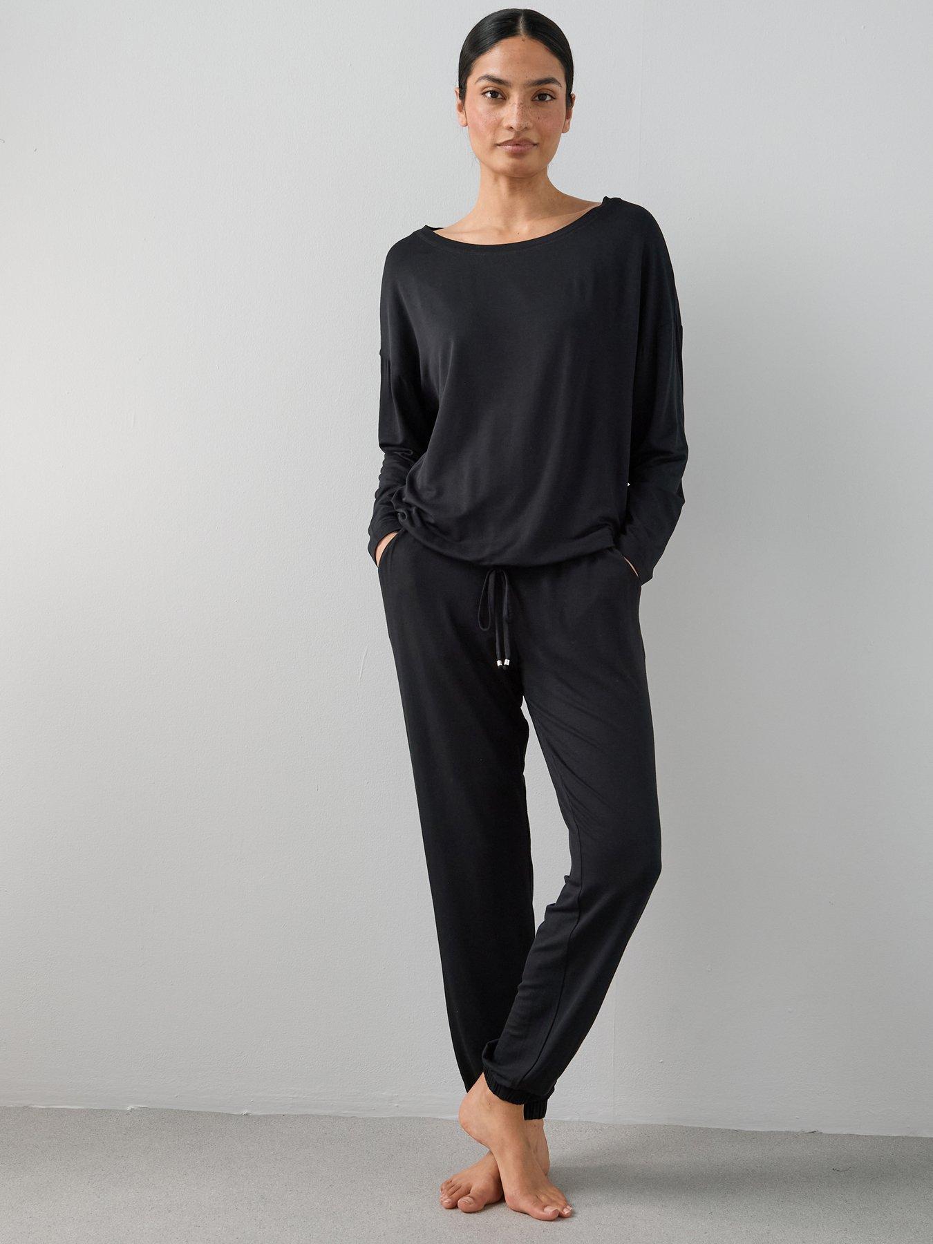 The Very Collection Off The Shoulder Slouchy Pyjama Set - Black