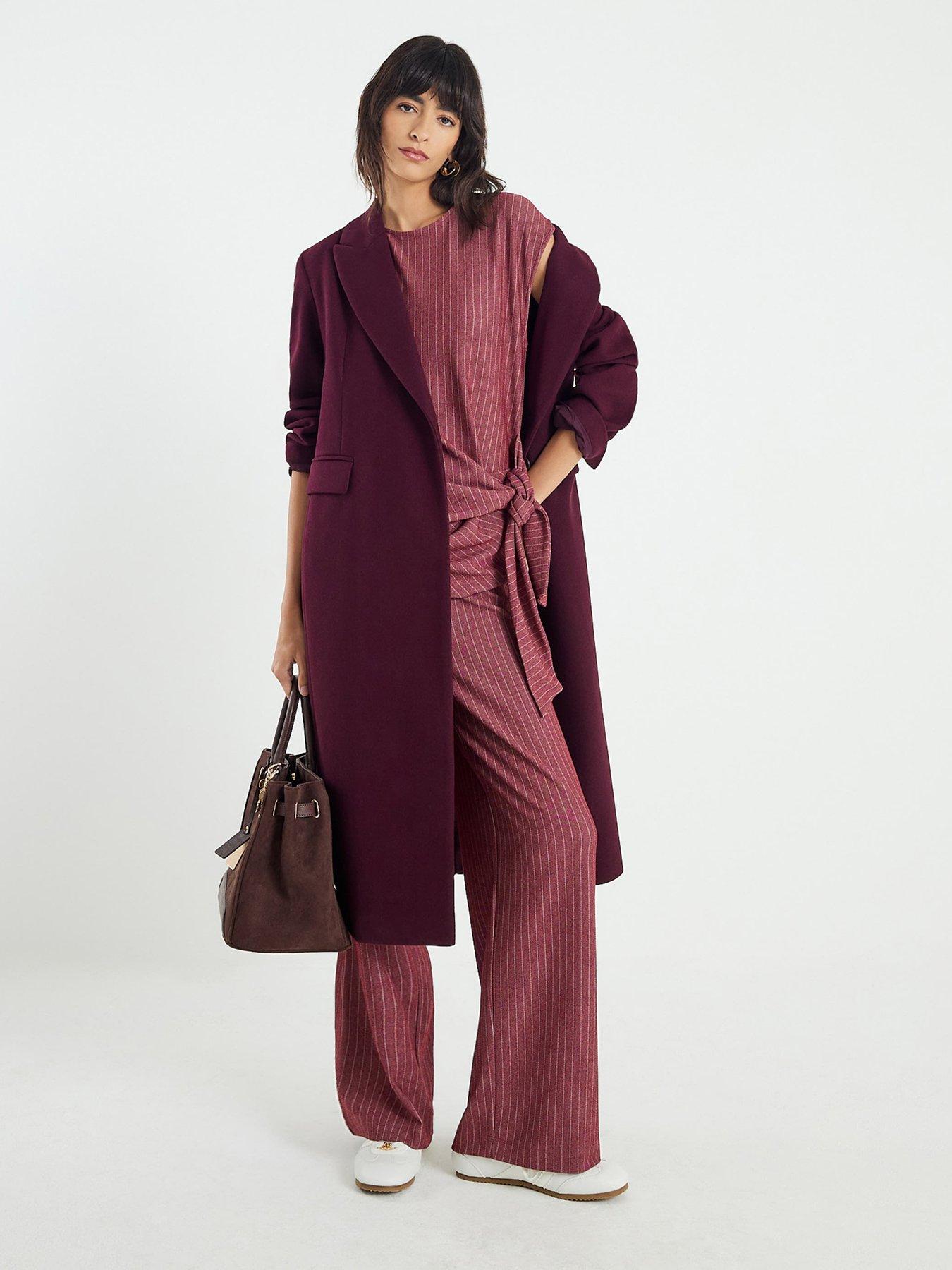 Image 3 of 4 of River Island Drawstring Pinstripe Trouser - Red