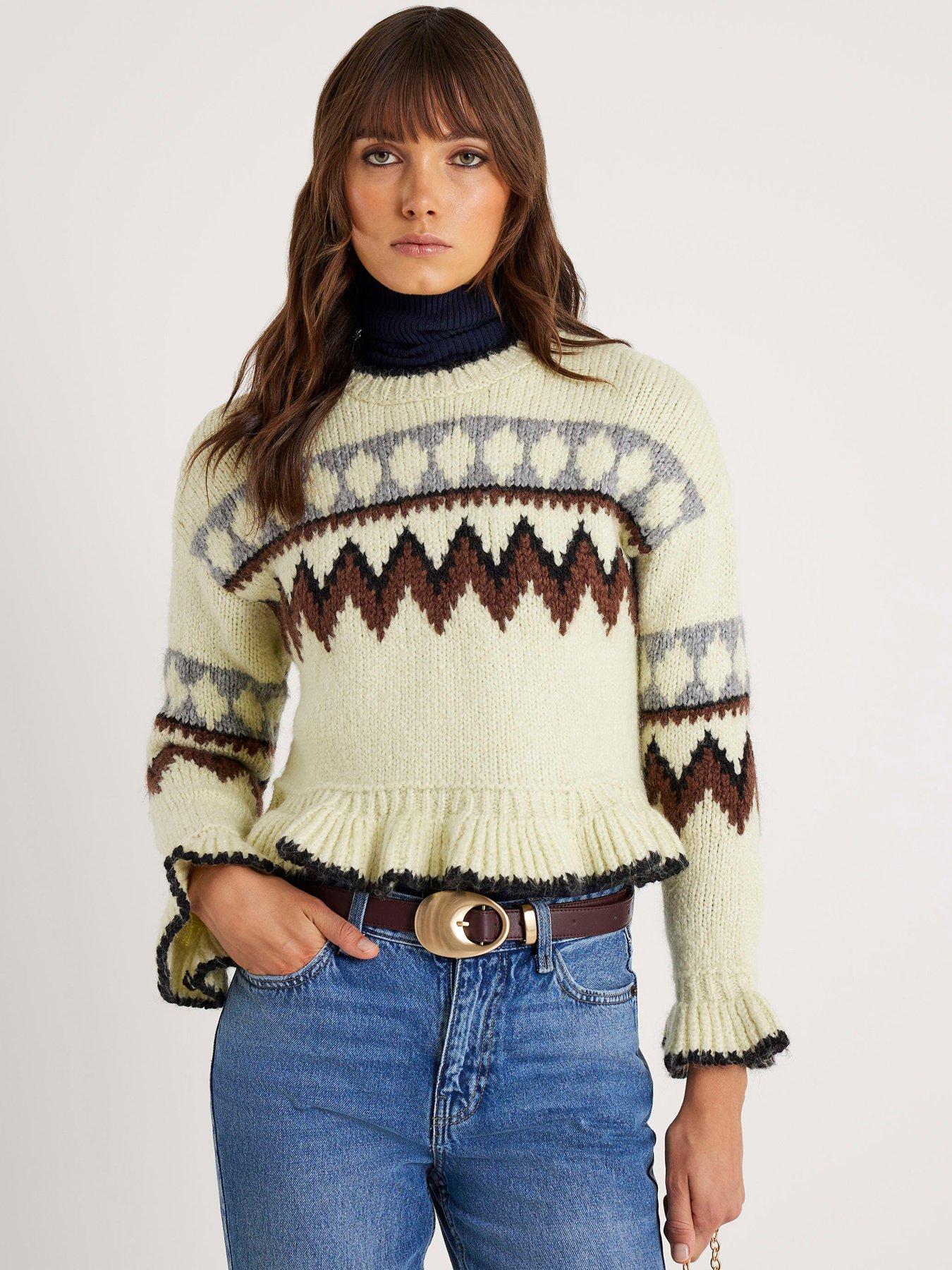 Image 1 of 4 of River Island Fairisle Jumper - Green