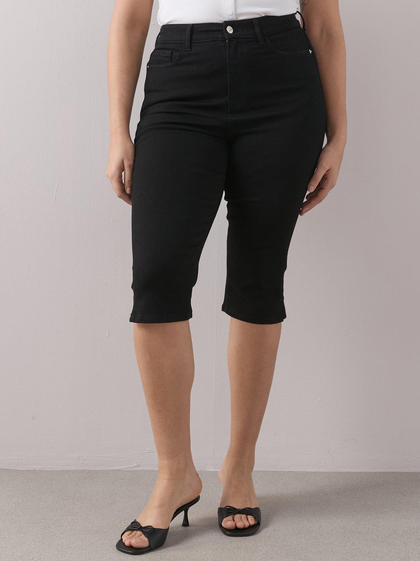 The Very Collection Curve Elasticated Waist Capri Jean - Black
