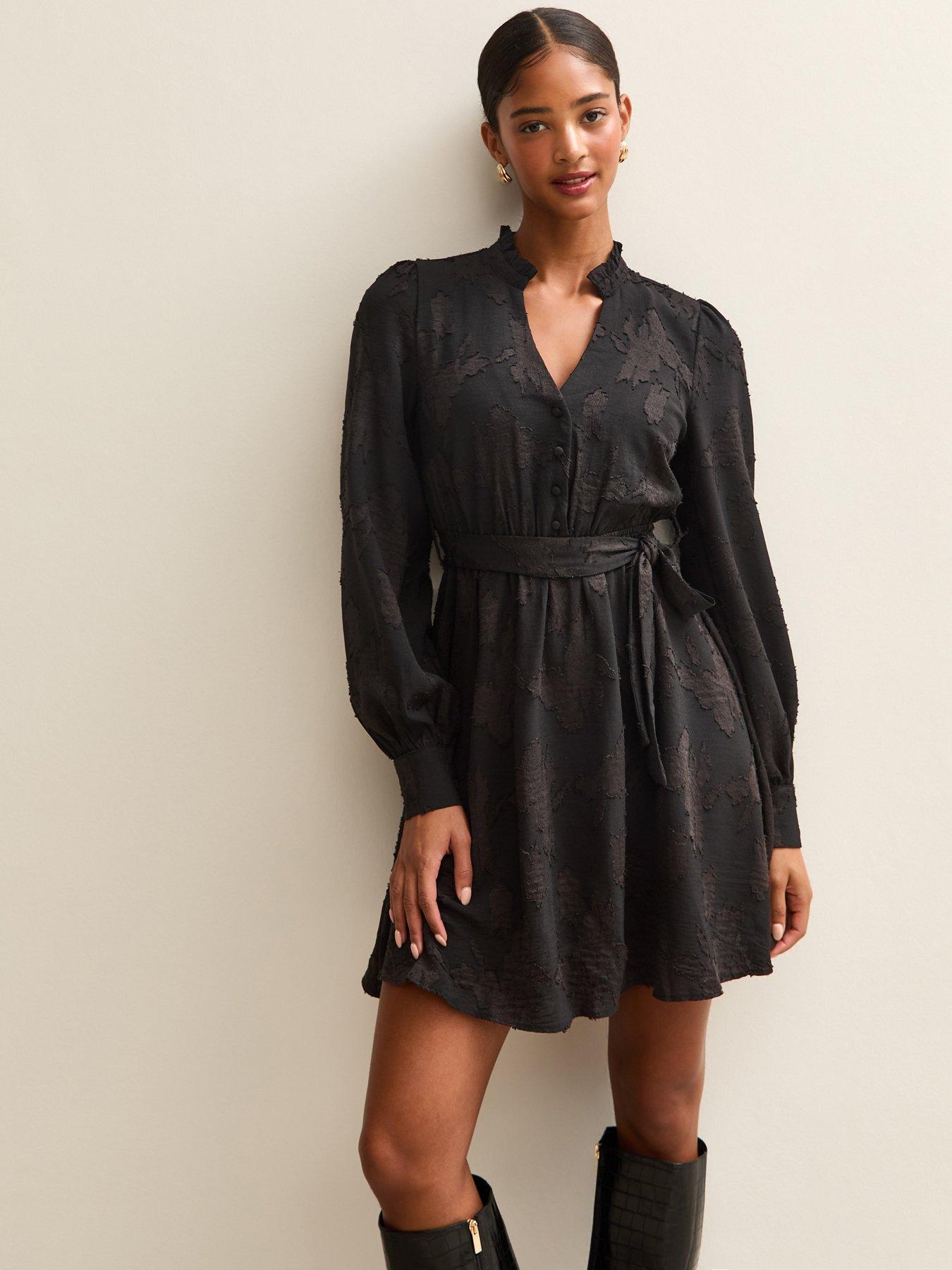 New Look Floral Devore Mini Dress - Black