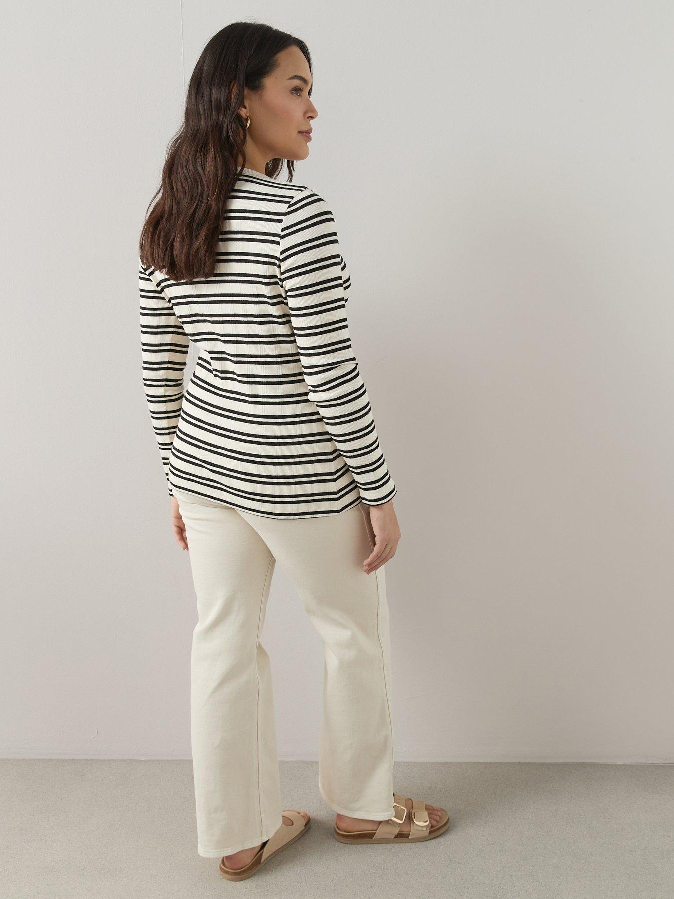 Image 6 of 6 of The Very Collection Curve Stripe Rib Button Through Top - Multi