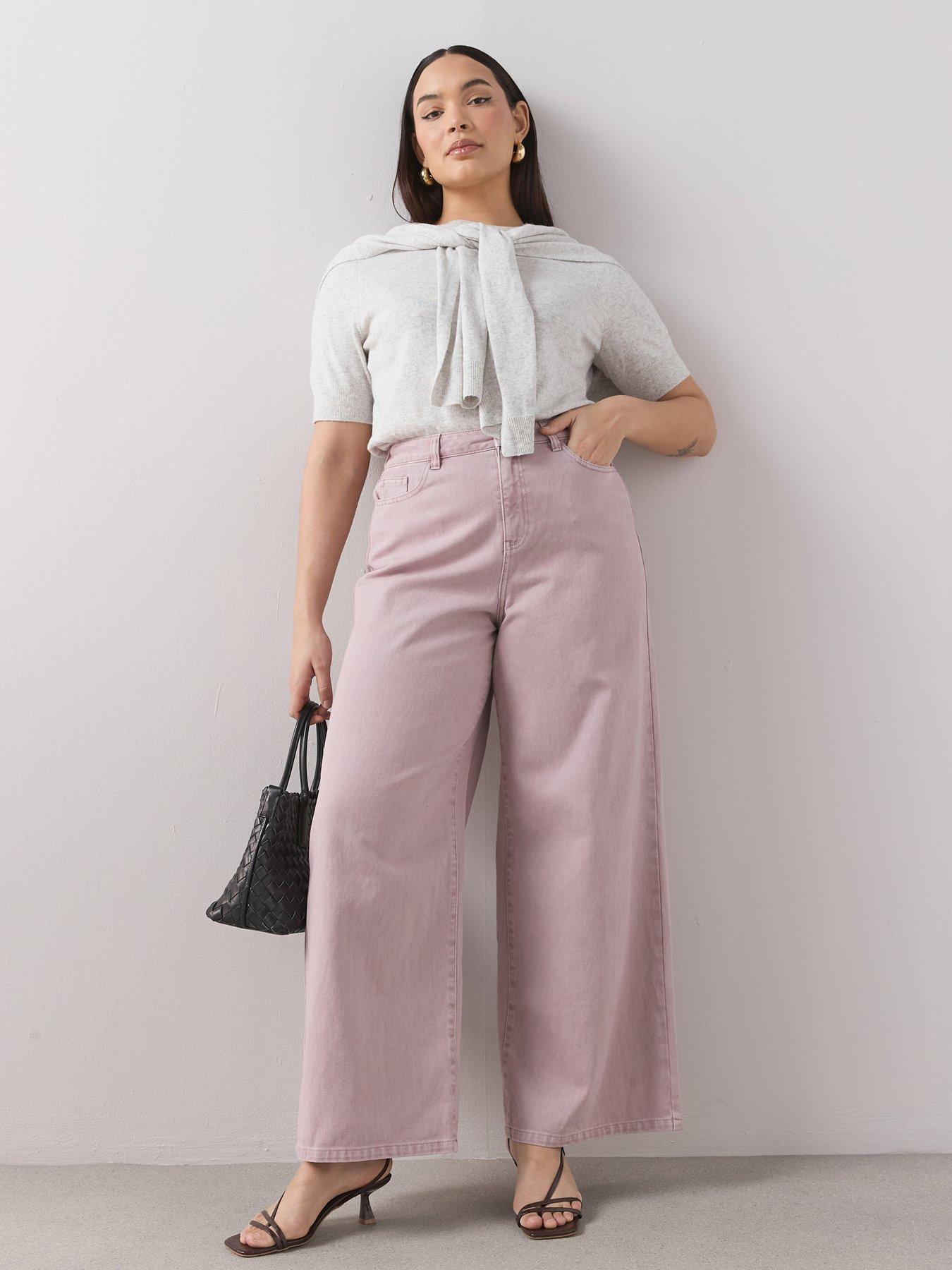 The Very Collection Curve Washed Wide Leg Jean - Pink