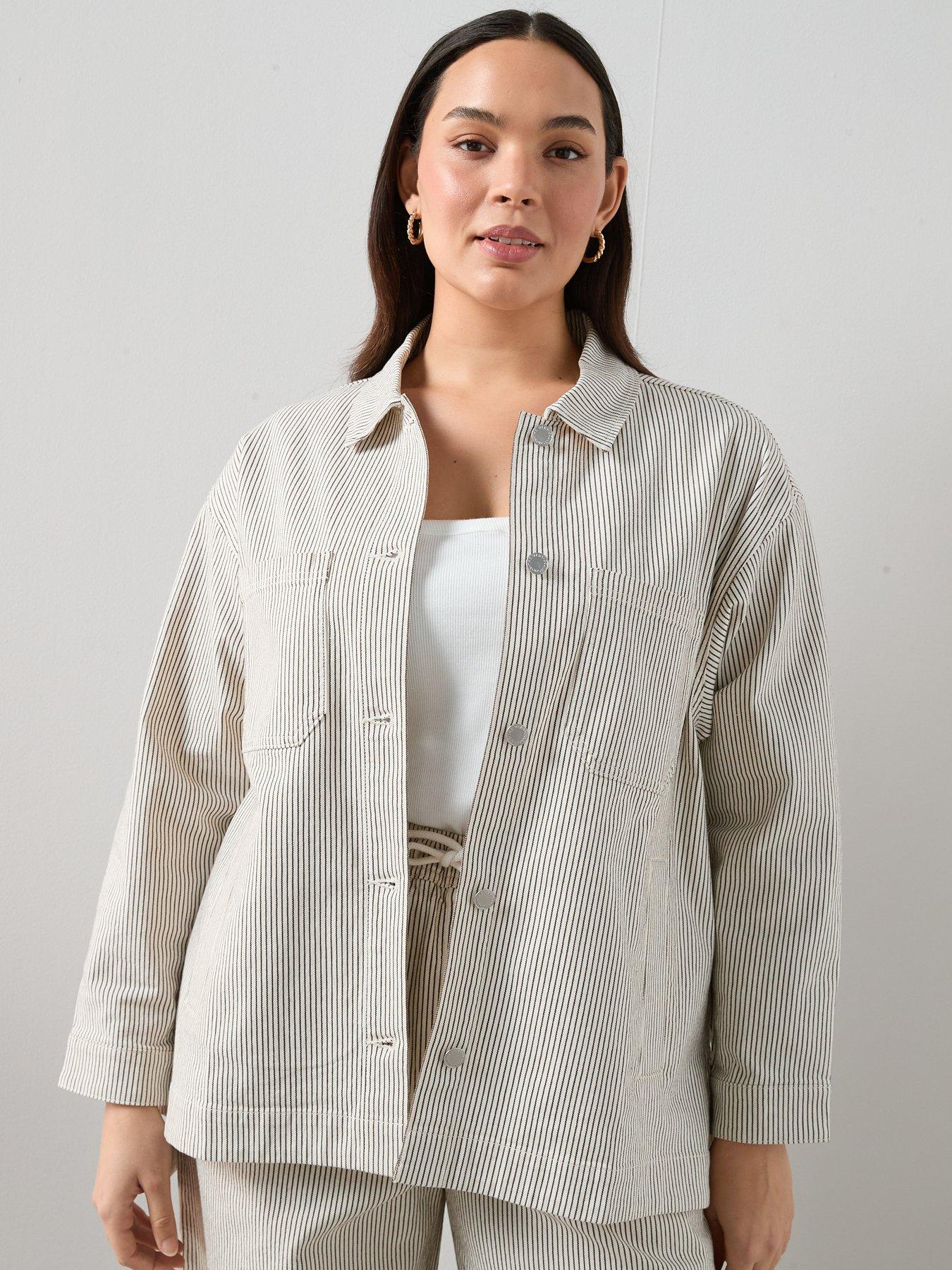 The Very Collection Curve Stripe Oversized Denim Jacket