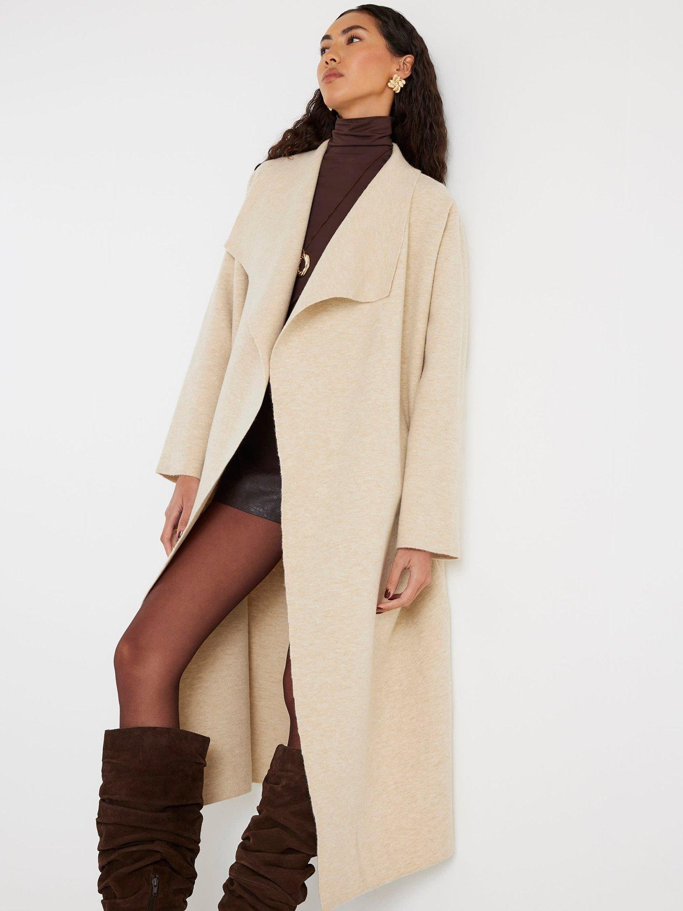 Image 3 of 4 of River Island Beige Knitted Waterfall Cardigan