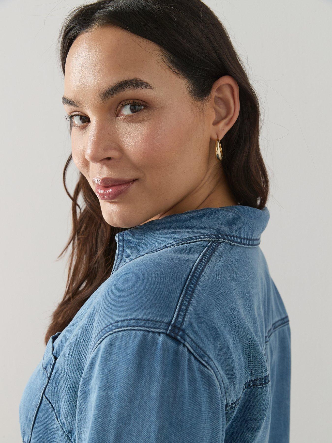 Image 4 of 6 of The Very Collection Curve Collared Denim Shirt