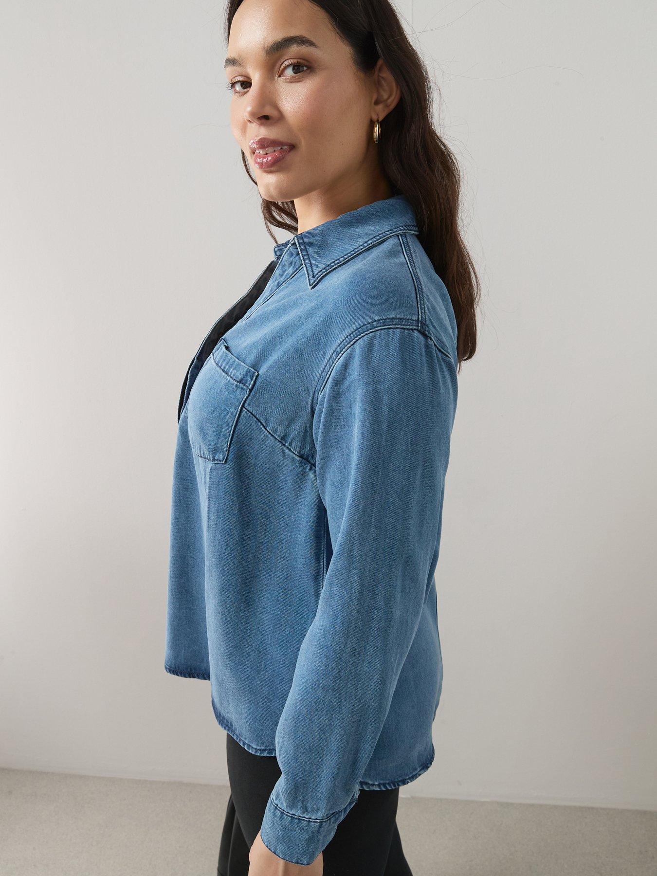 Image 6 of 6 of The Very Collection Curve Collared Denim Shirt