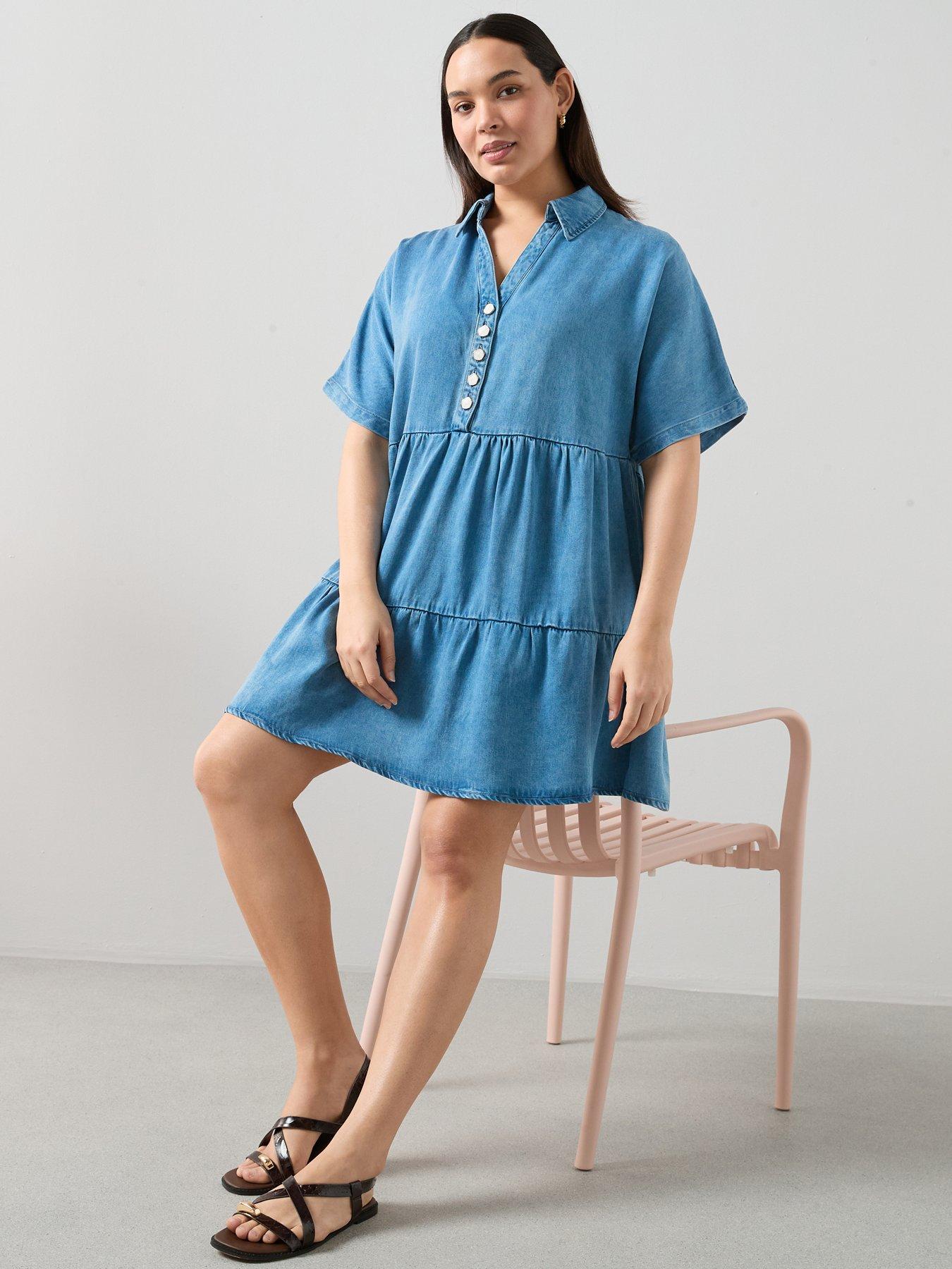 The Very Collection Curve Tiered Denim Dress | Very