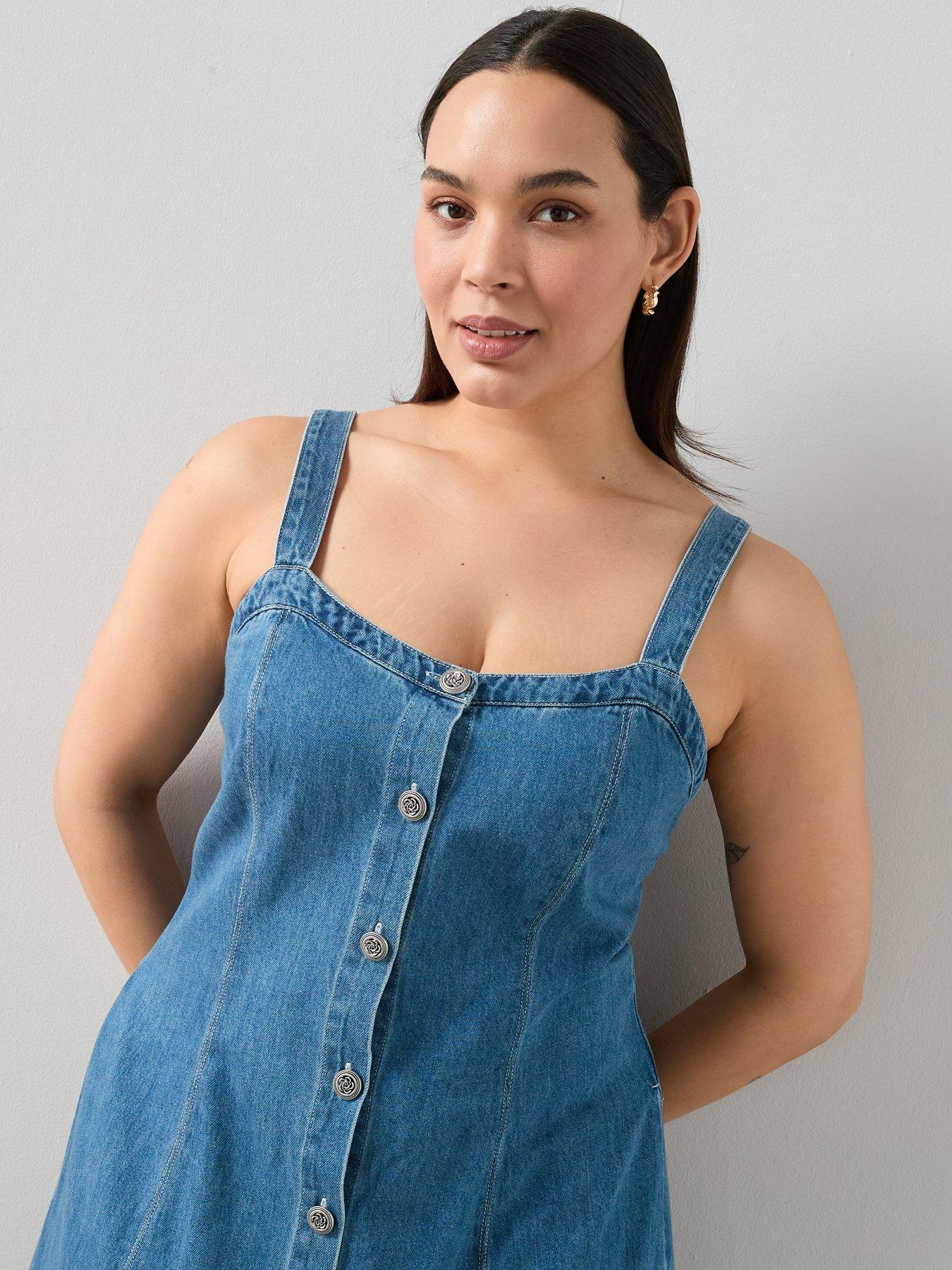 Image 6 of 6 of The Very Collection Curve Denim Sleeveless Midi Dress