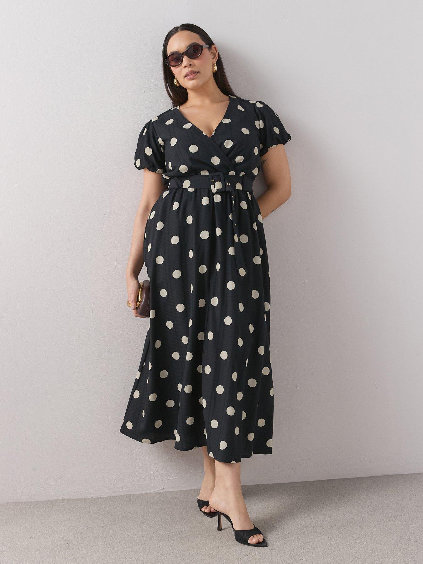 The Very Collection Curve Belted Wrap Midaxi Dress - Spot Print