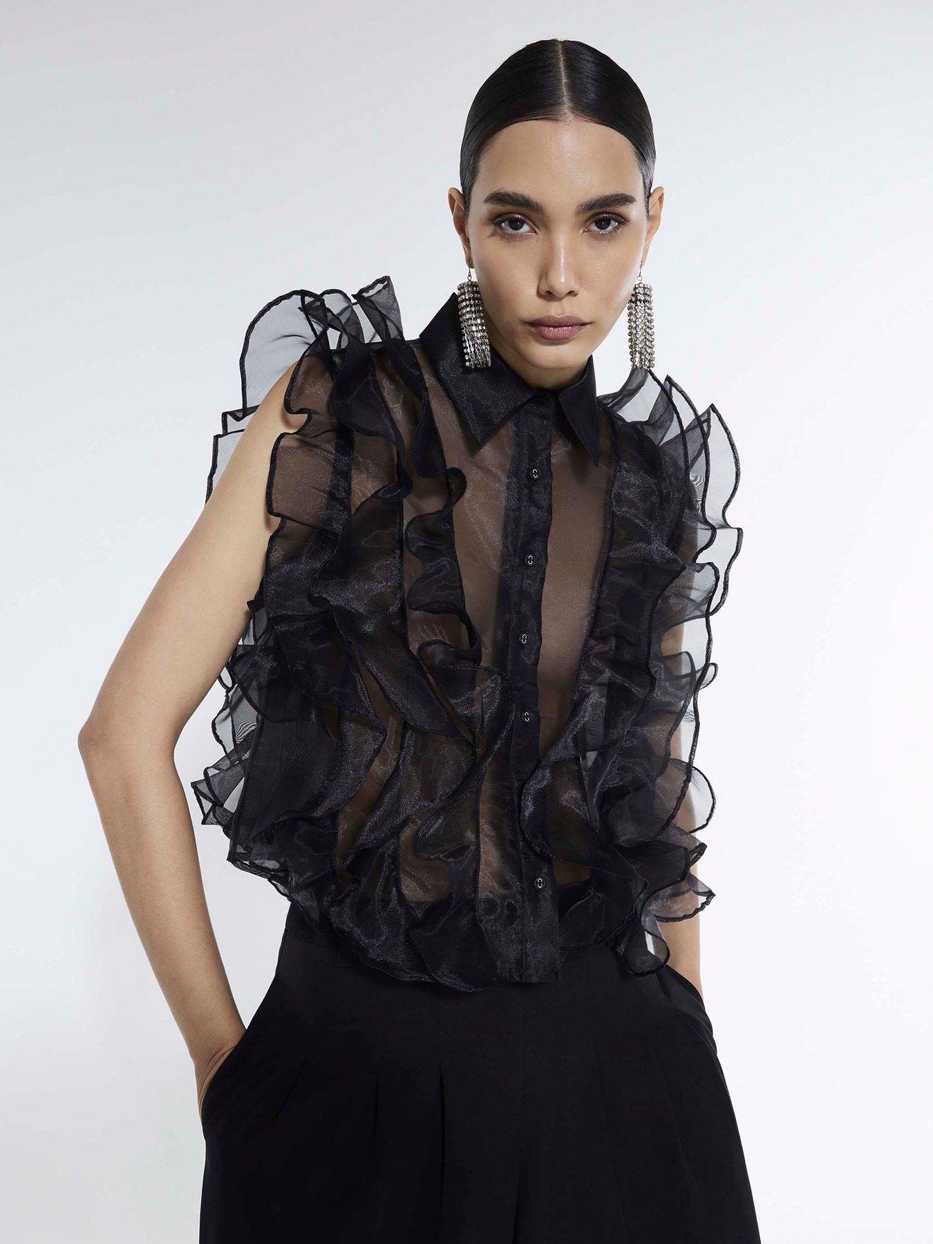 River Island Ruffle Blouse - Black