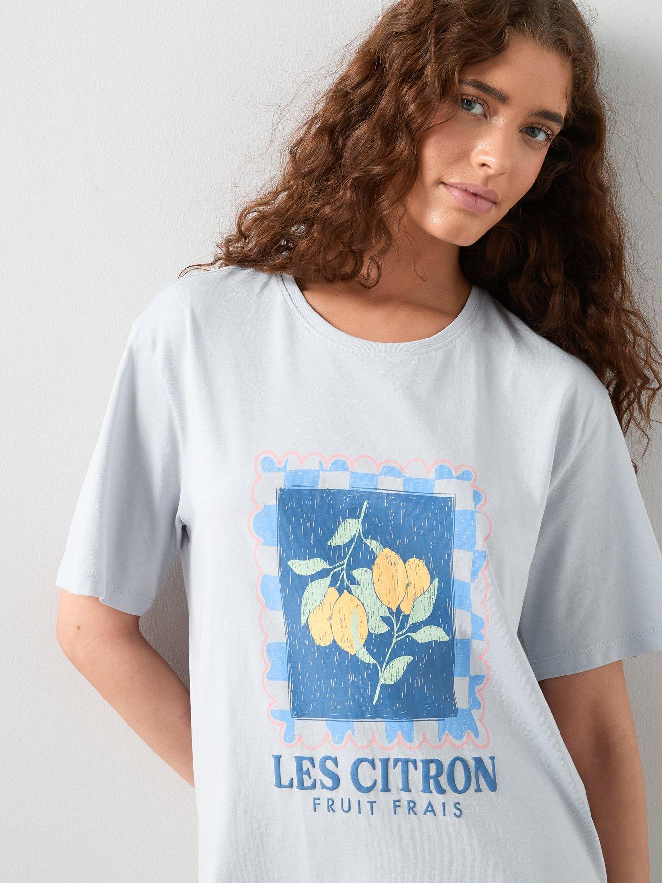 Image 5 of 7 of The Very Collection 2 Pack Lemon Print Nightdress - Multi