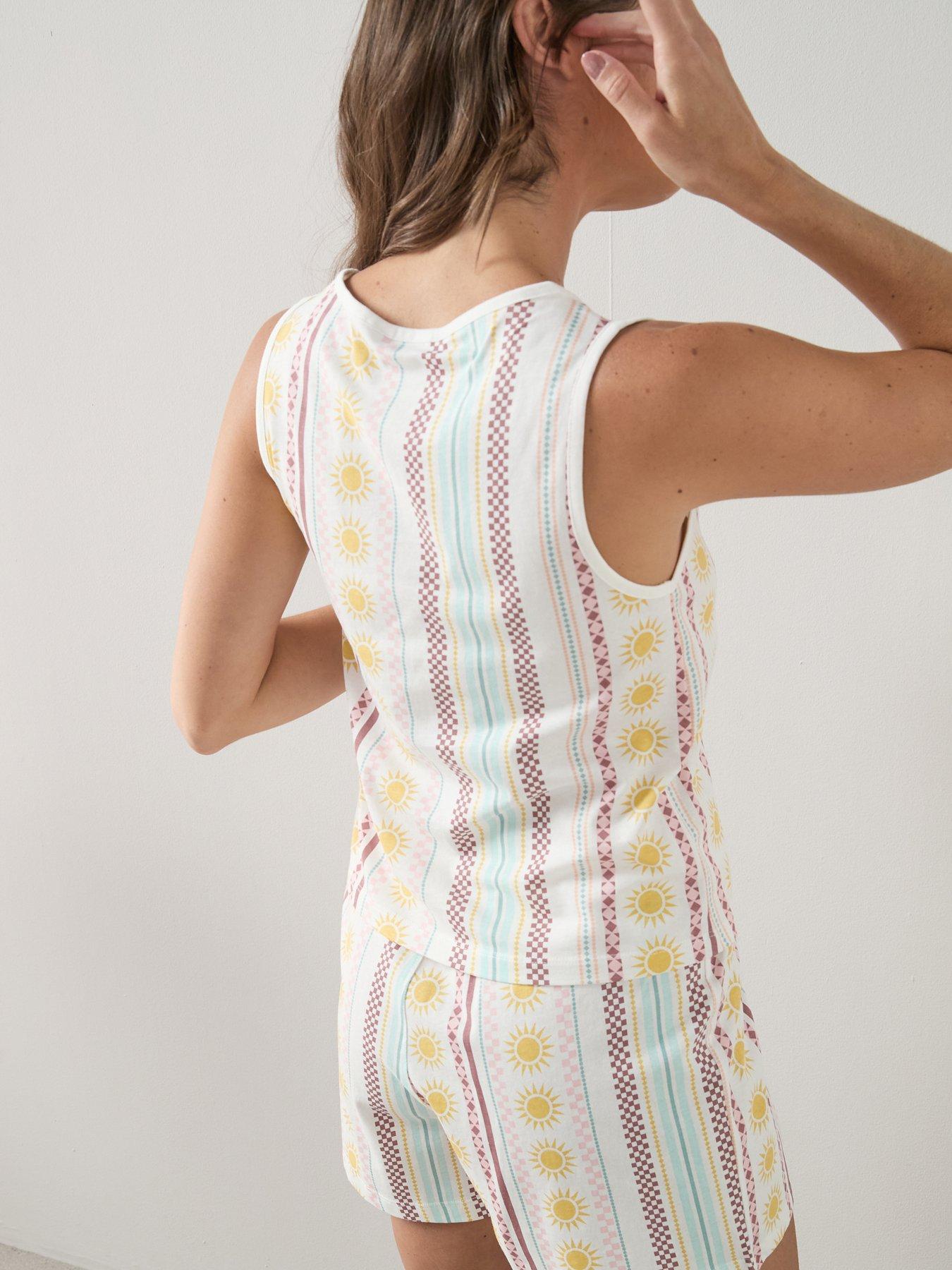Image 5 of 7 of The Very Collection Abstract Sun Print Vest And Short Pyjama Set - Multi