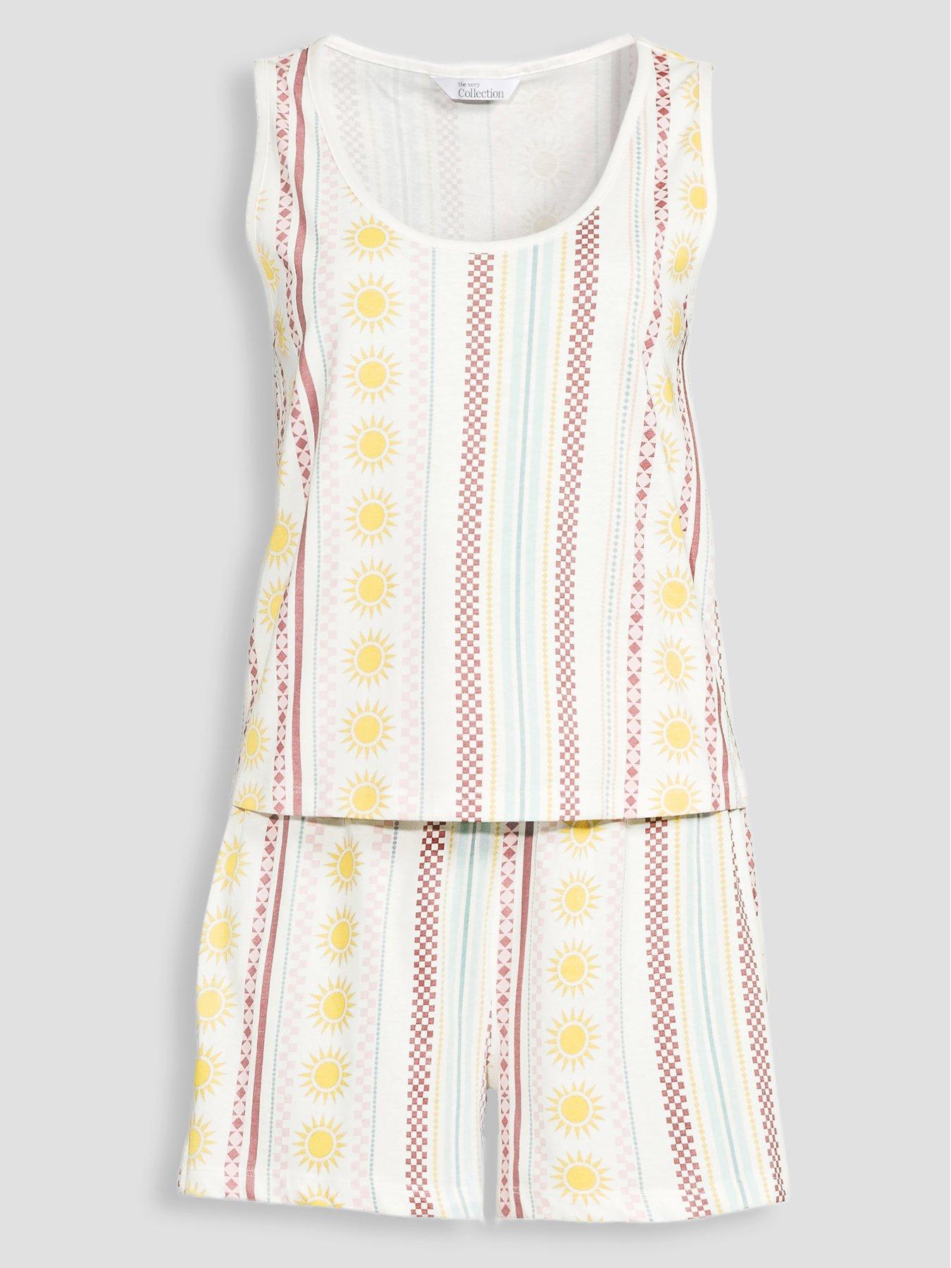 Image 7 of 7 of The Very Collection Abstract Sun Print Vest And Short Pyjama Set - Multi