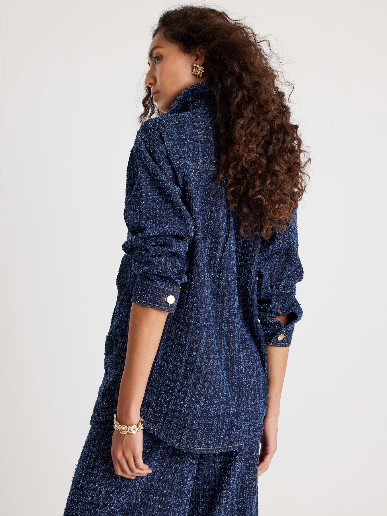 Image 2 of 4 of River Island Long Sleeve Sully Boucle Shacket - Blue
