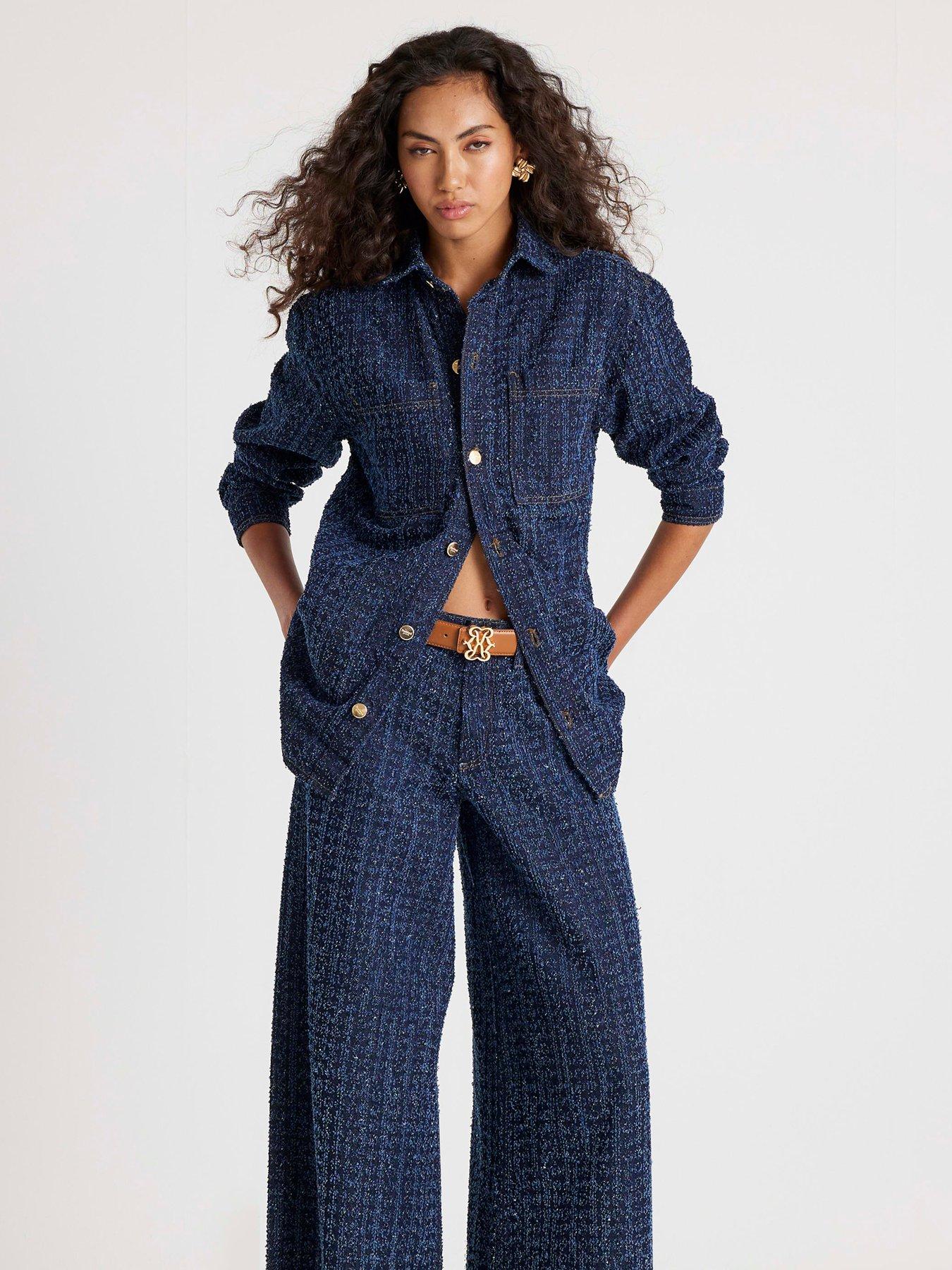 Image 3 of 4 of River Island Long Sleeve Sully Boucle Shacket - Blue