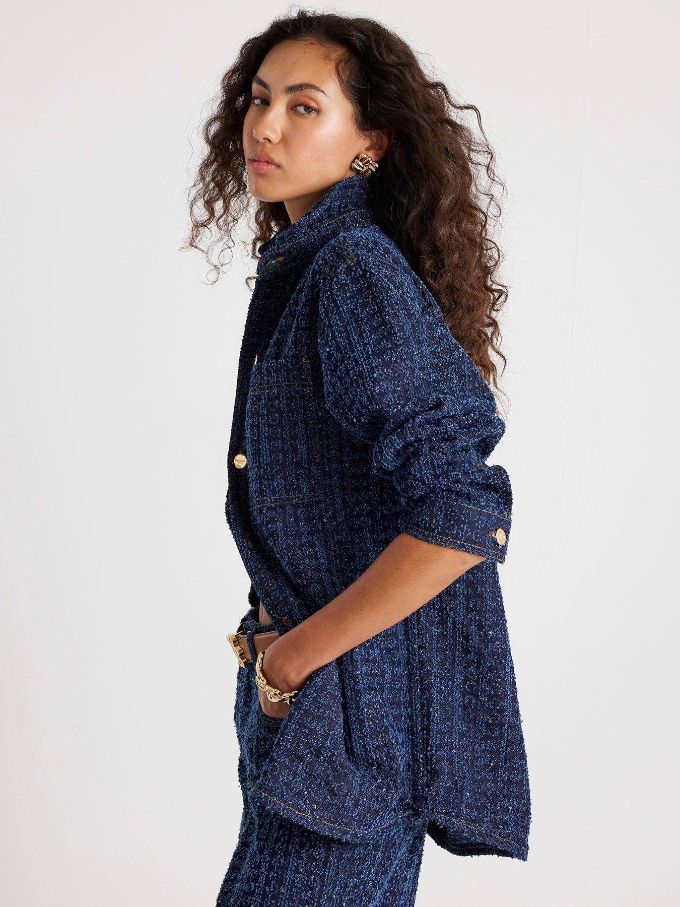 Image 4 of 4 of River Island Long Sleeve Sully Boucle Shacket - Blue