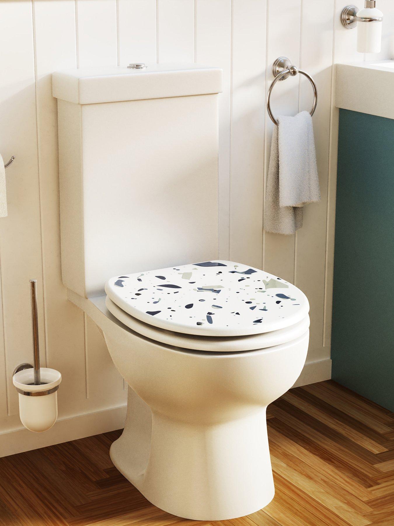 Croydex Terrazzo Blue Print Flexi-fix Toilet Seat