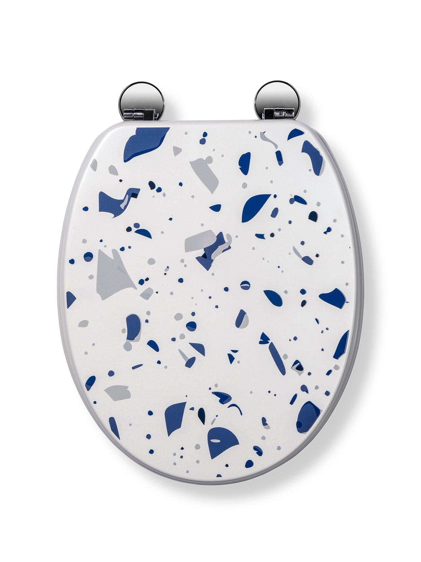 Image 2 of 7 of Croydex Terrazzo Blue Print Flexi-fix Toilet Seat