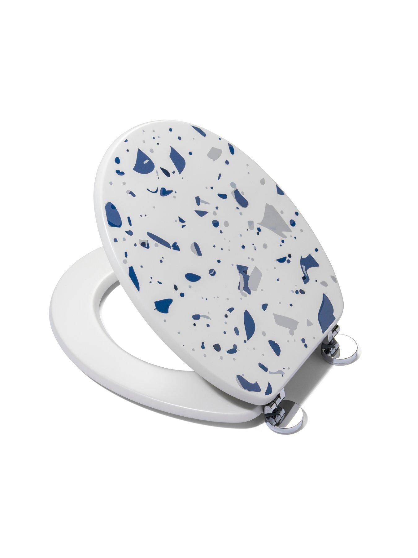 Image 3 of 7 of Croydex Terrazzo Blue Print Flexi-fix Toilet Seat