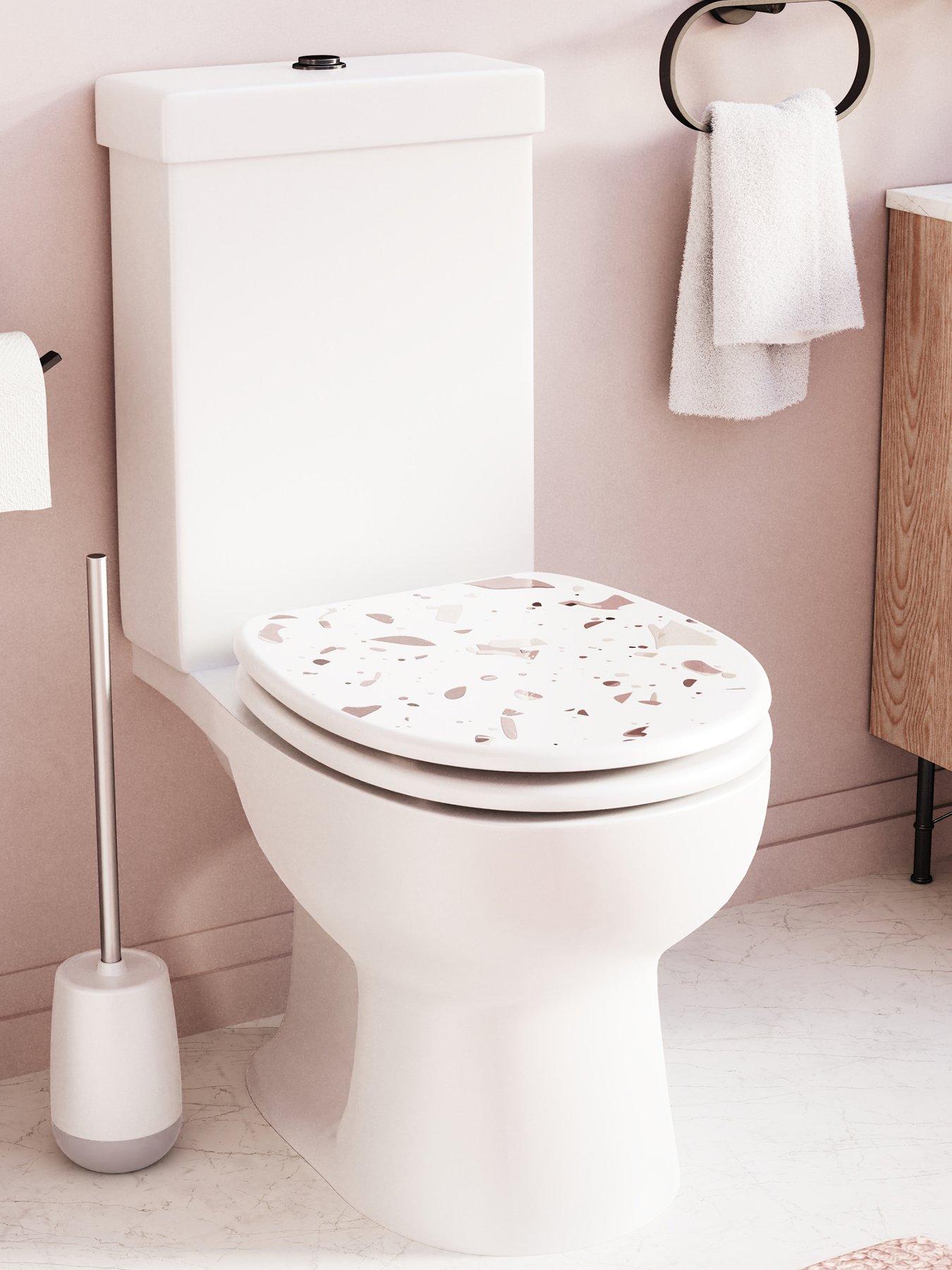 Croydex Terrazzo Pink Print Flexi-fix Toilet Seat