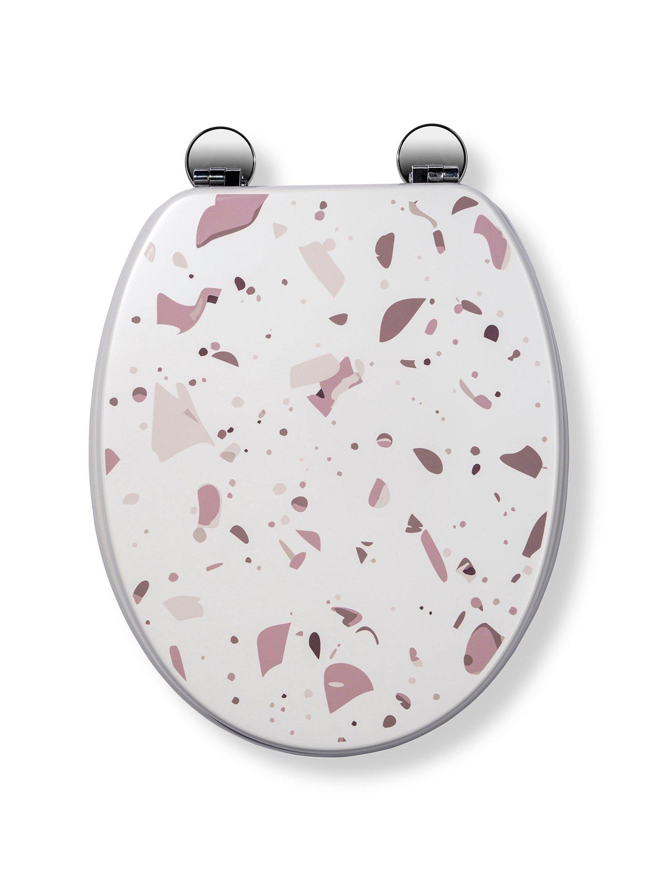 Croydex Terrazzo Pink Print Flexi-fix Toilet Seat