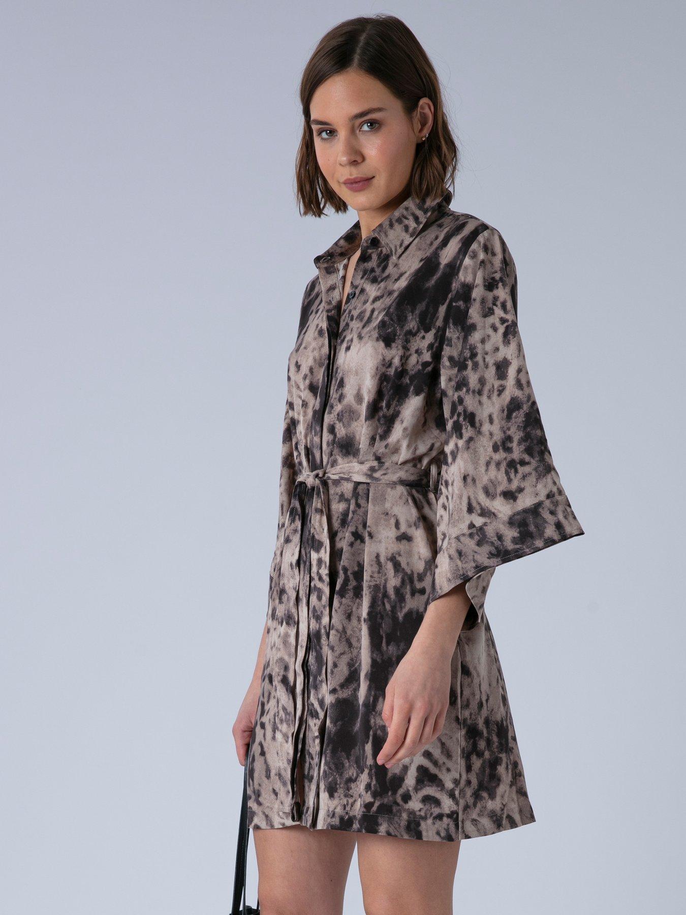 long sleeve brown dress mini Modal Long-Sleeve Mini Dress in Chocolate Brown - XL main image 0