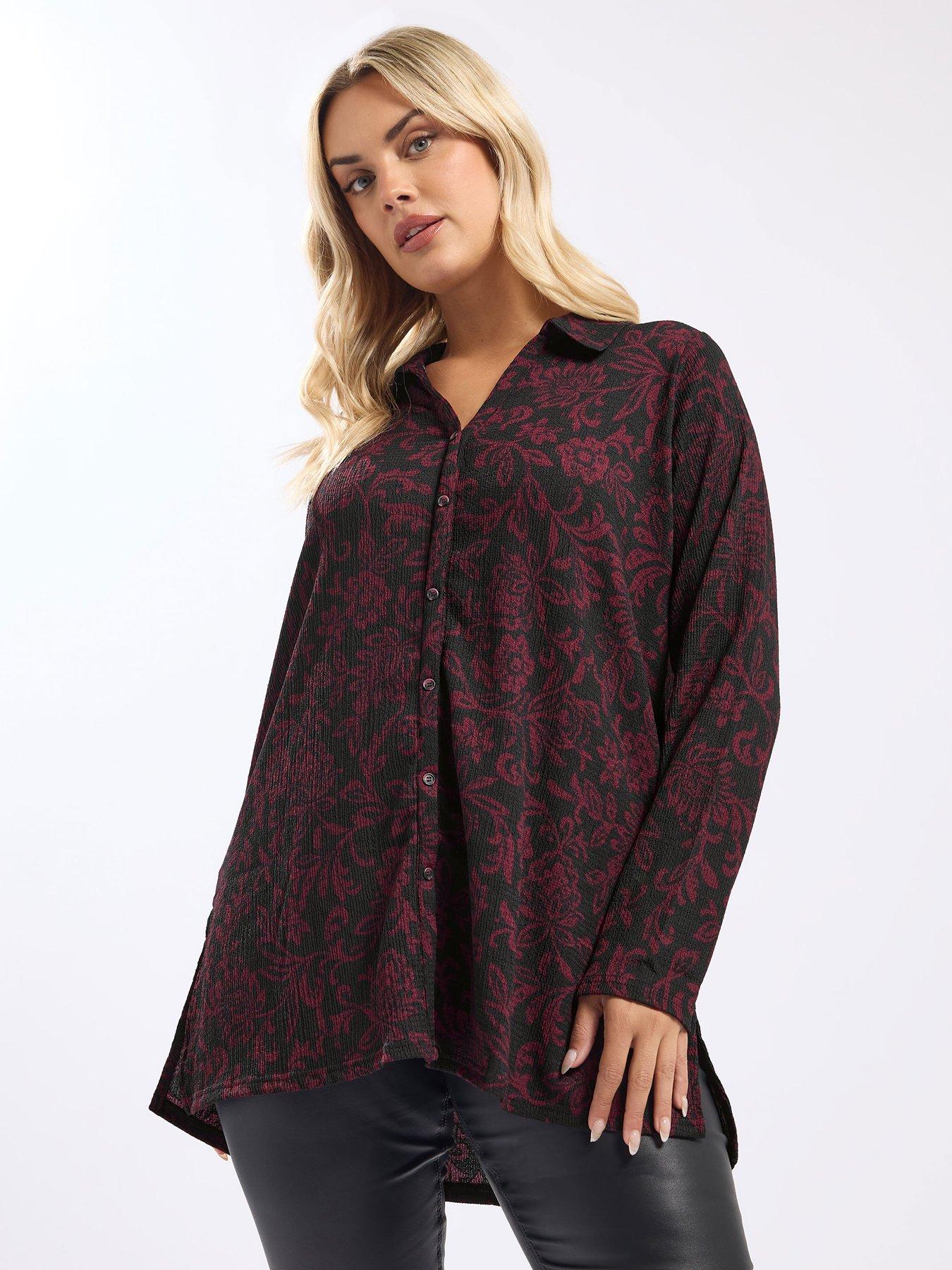 undefined Curve Floral Textured Shirt - Black