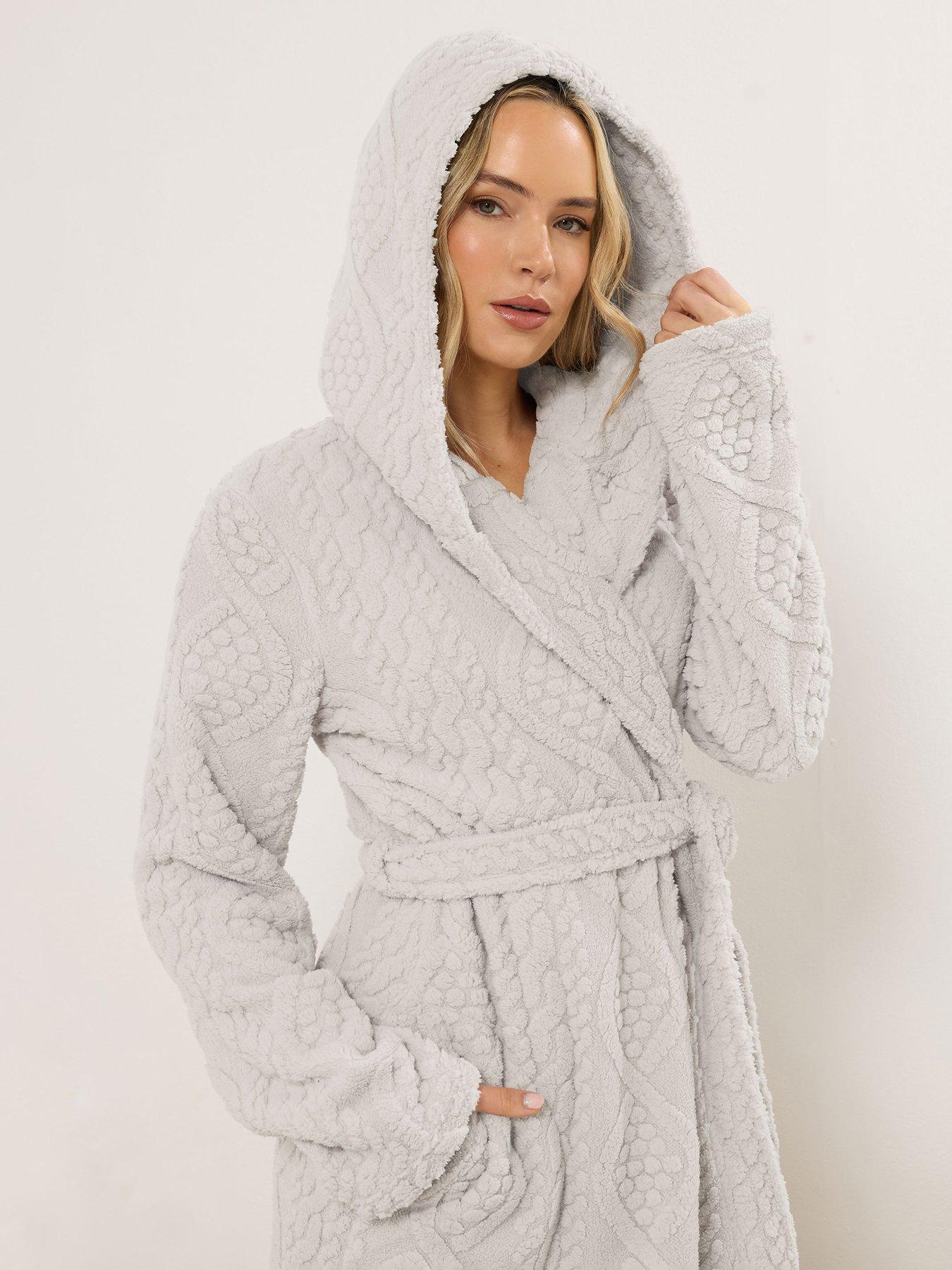 Image 4 of 5 of Long Tall Sally Cable Maxi Hooded Robe - Natural