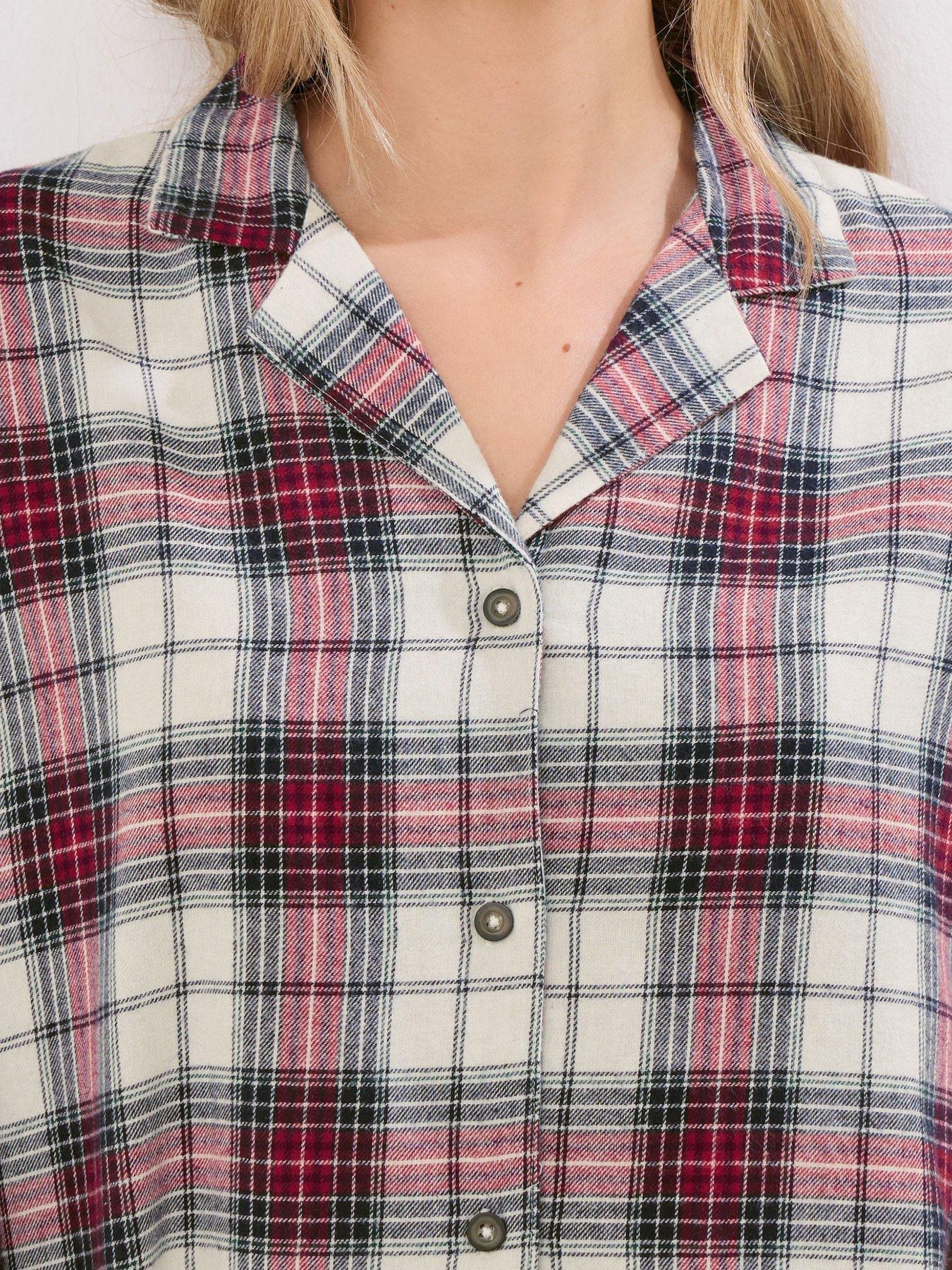 Image 4 of 4 of Long Tall Sally Tall Check Pj Set - White