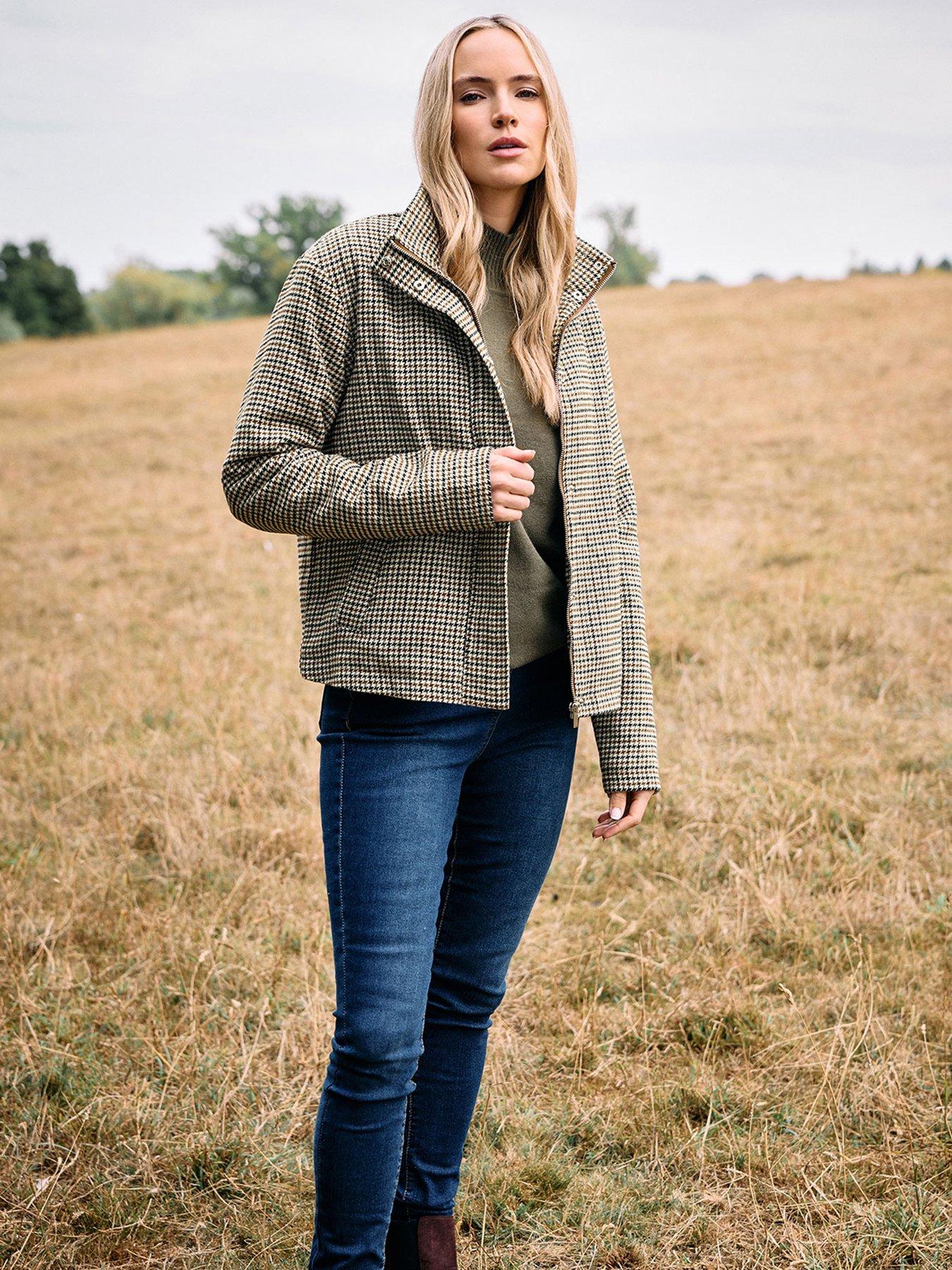 Long Tall Sally Tall Check Funnel Neck Jacket - Brown