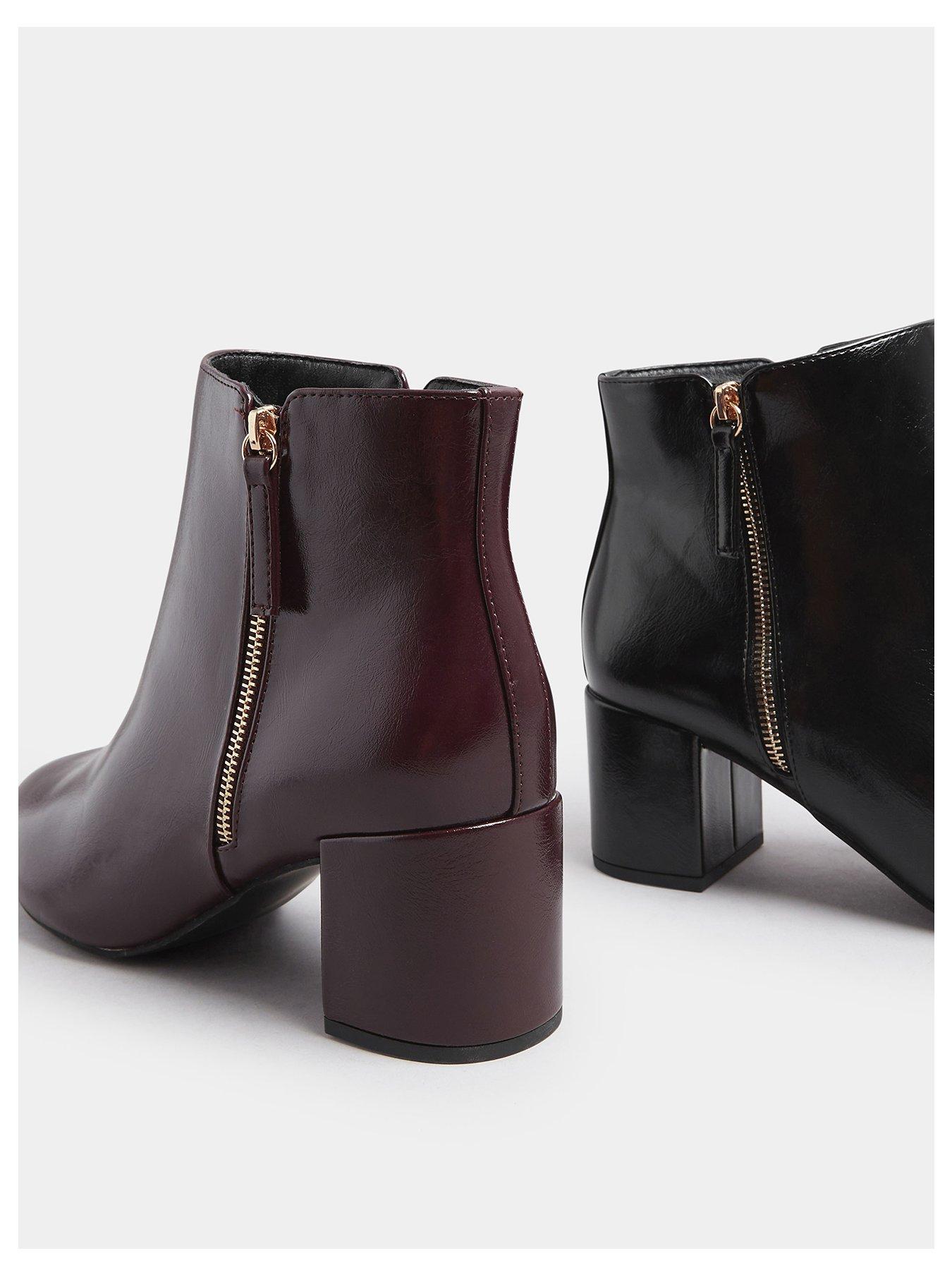 Image 3 of 4 of Yours Wide Fit Pu Side Zip Block Boot - Dark Red