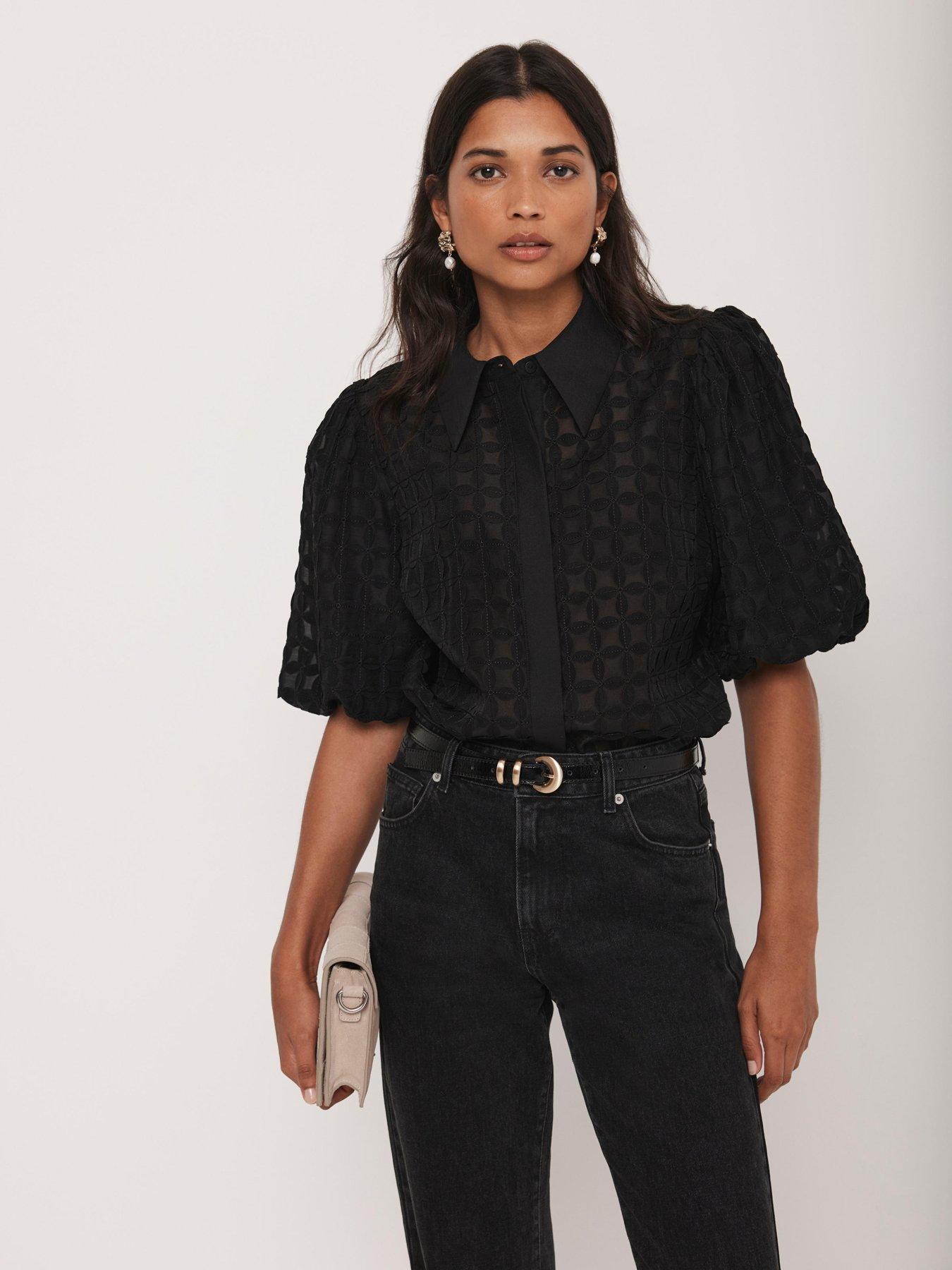 Mint Velvet Disc Detail Shirt - Black
