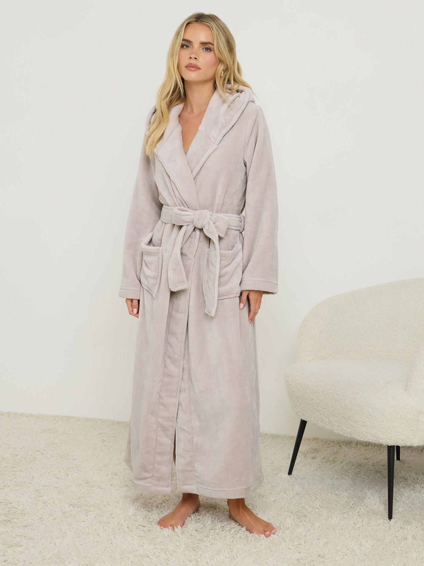 PixieGirl Petite Cotton Touch Hood Maxi Robe - Natural | Very