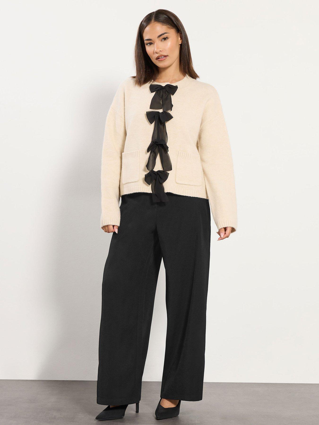 PixieGirl Petite Tab Wide Leg Trouser - Black