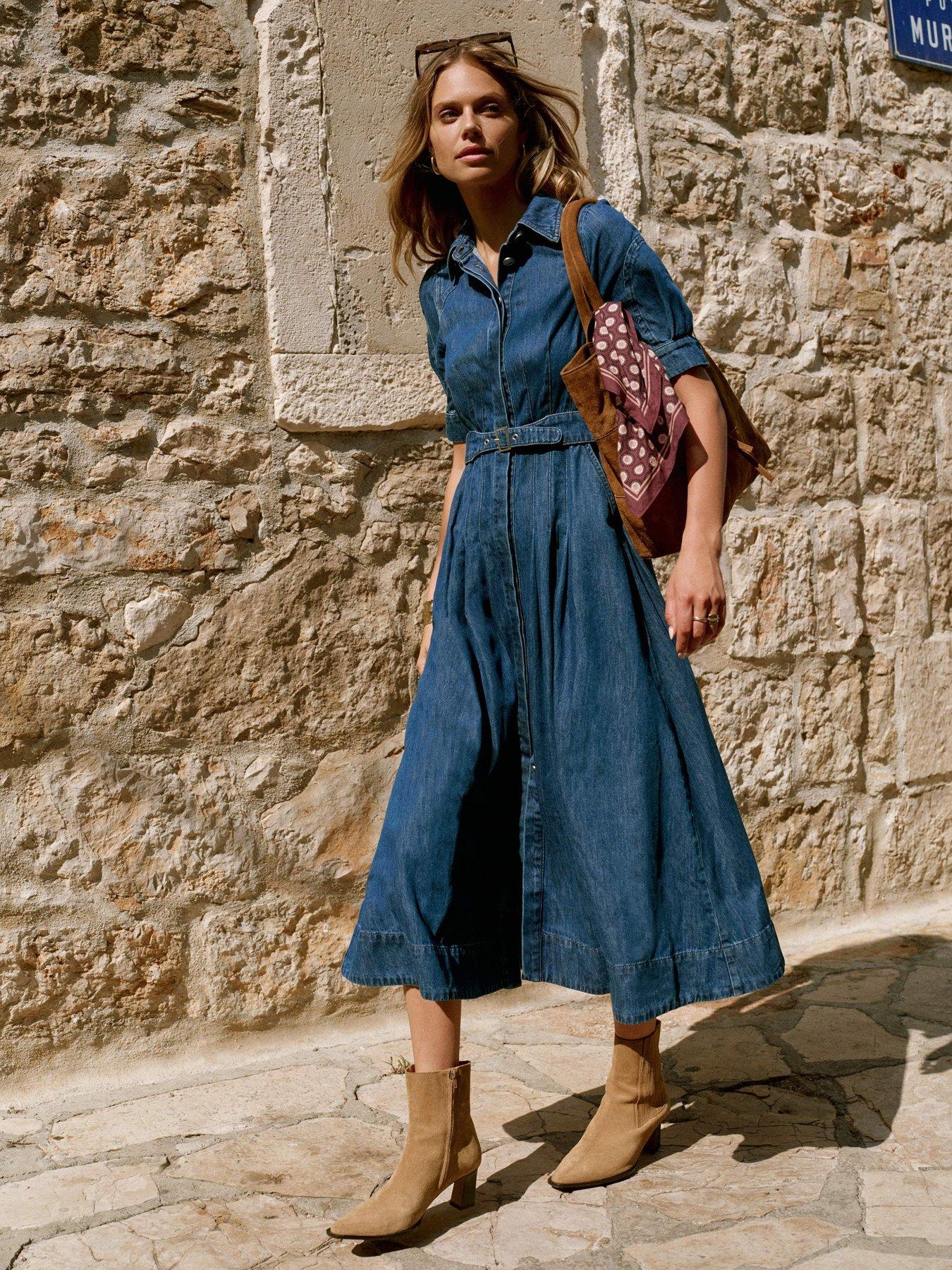 Mint Velvet Indigo Denim Midi Shirt Dress - Blue | Very