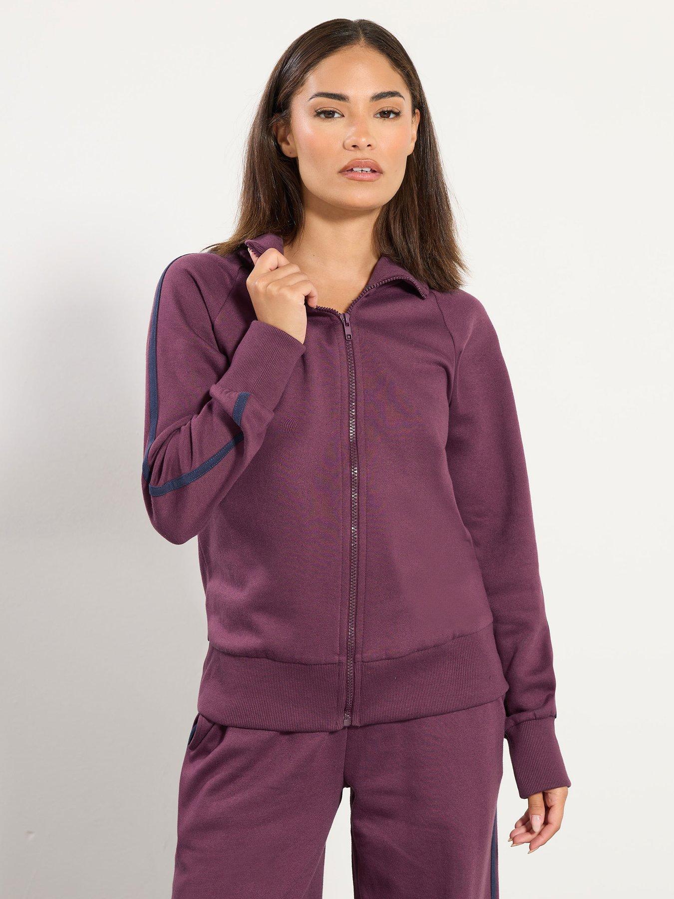 PixieGirl Petite Zip Thru Contrast Jacket - Burgundy Red